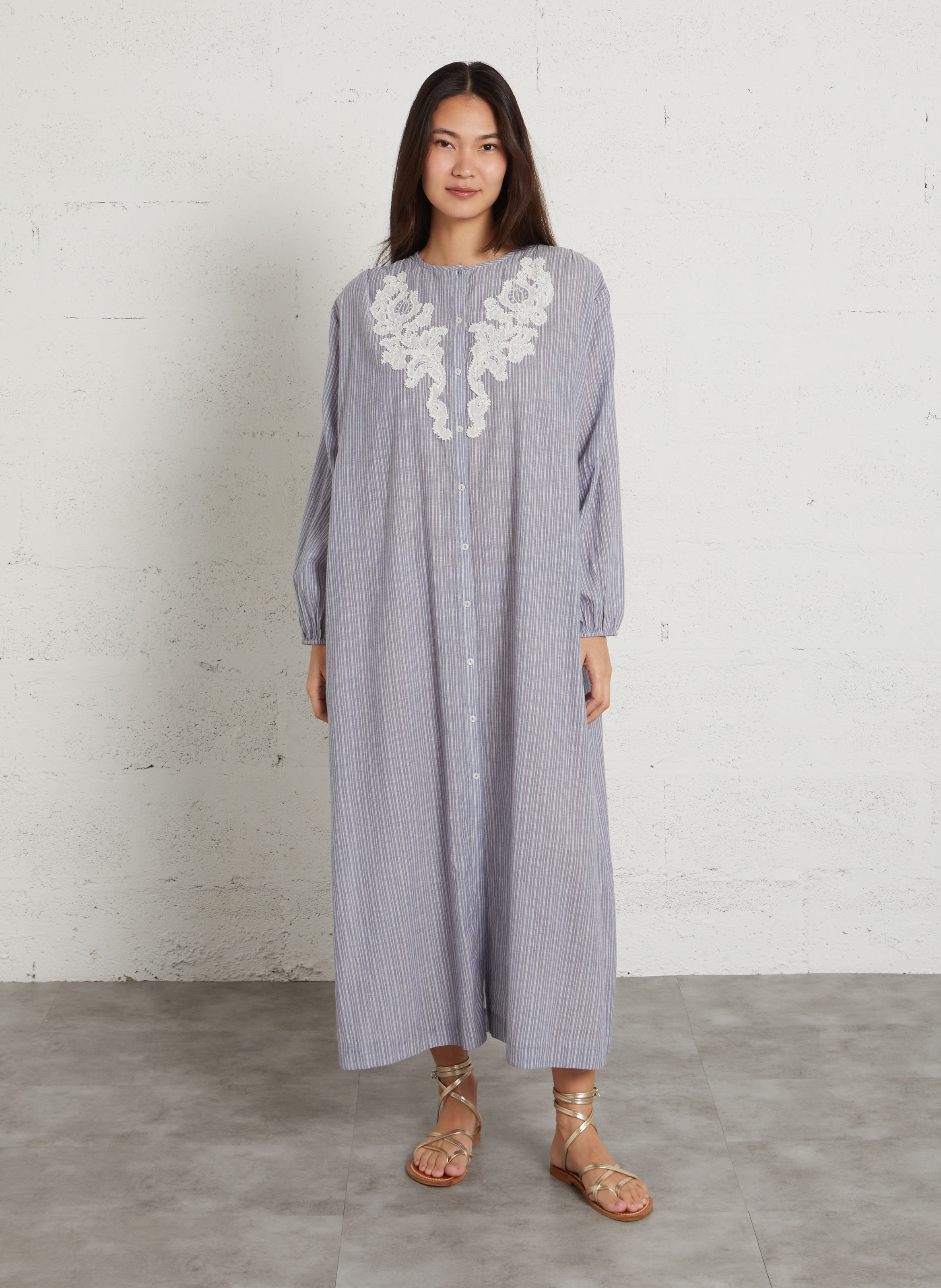 Robe longue ample en coton bio LOUISE MISHA Bleu