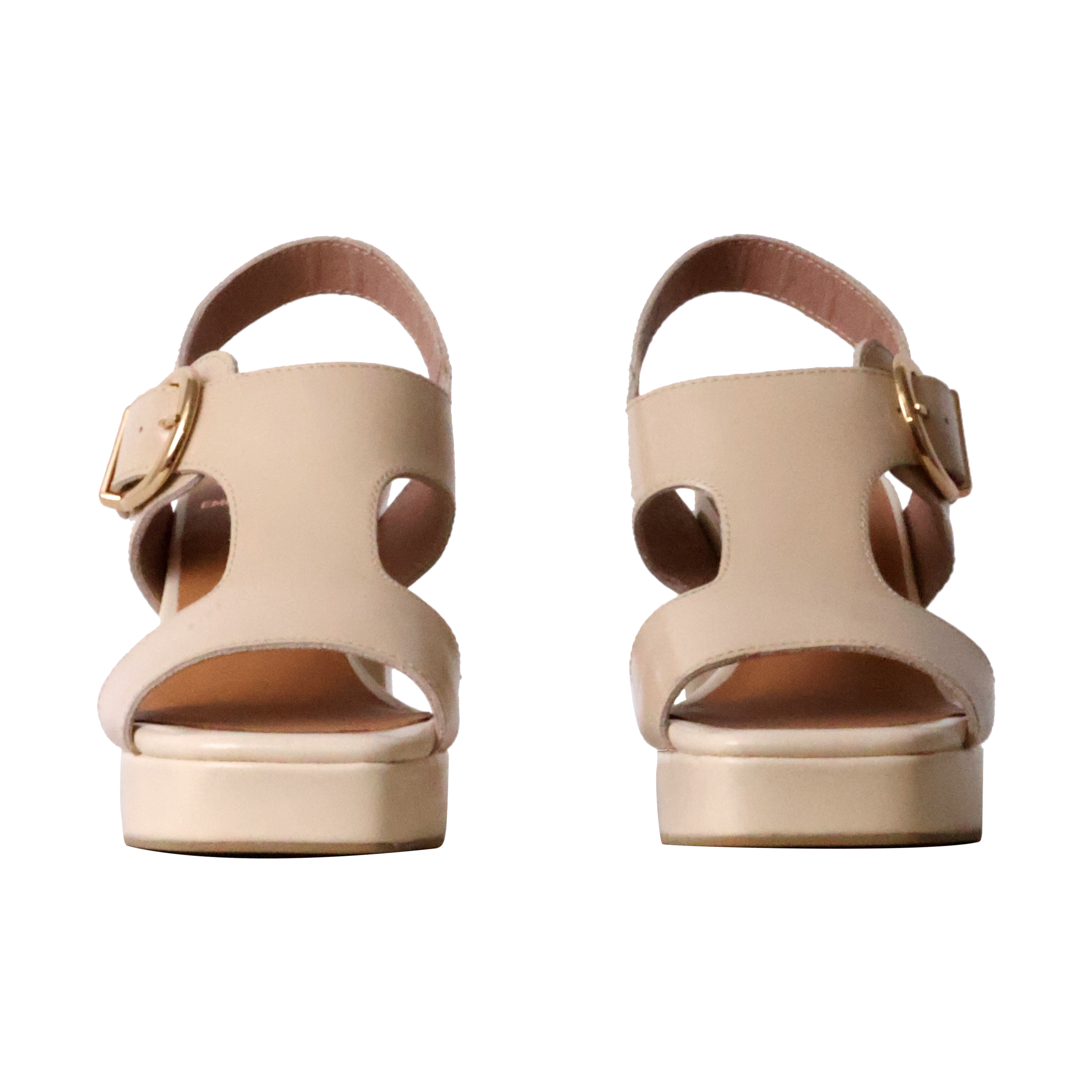 Courtney leather sandals with heel EMILIE KARSTON Beige