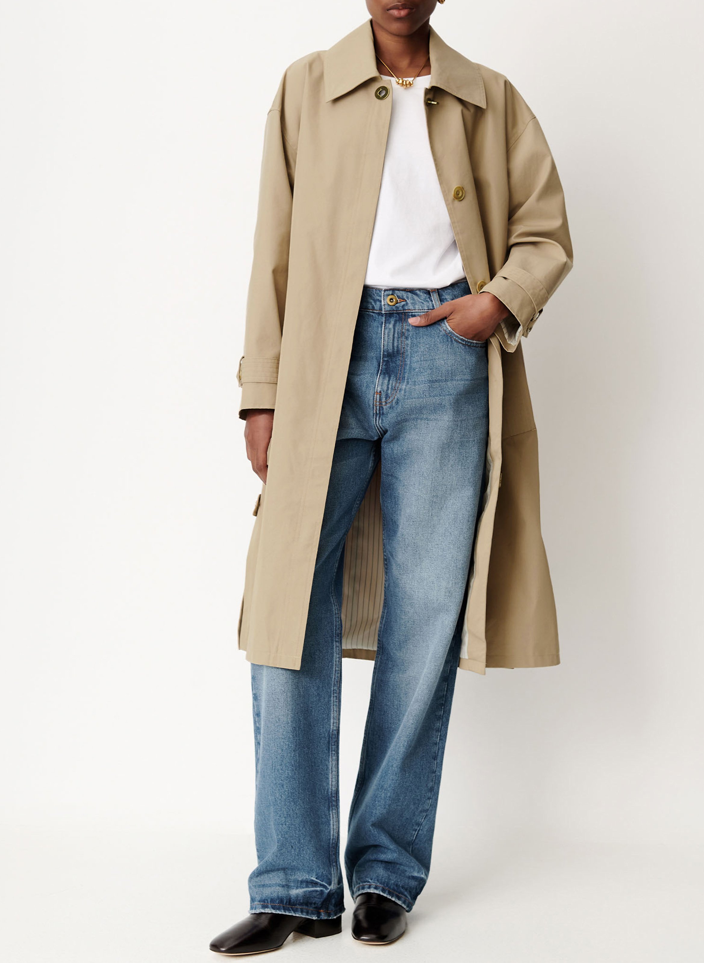 Trench long en coton mélangé SESSUN Beige