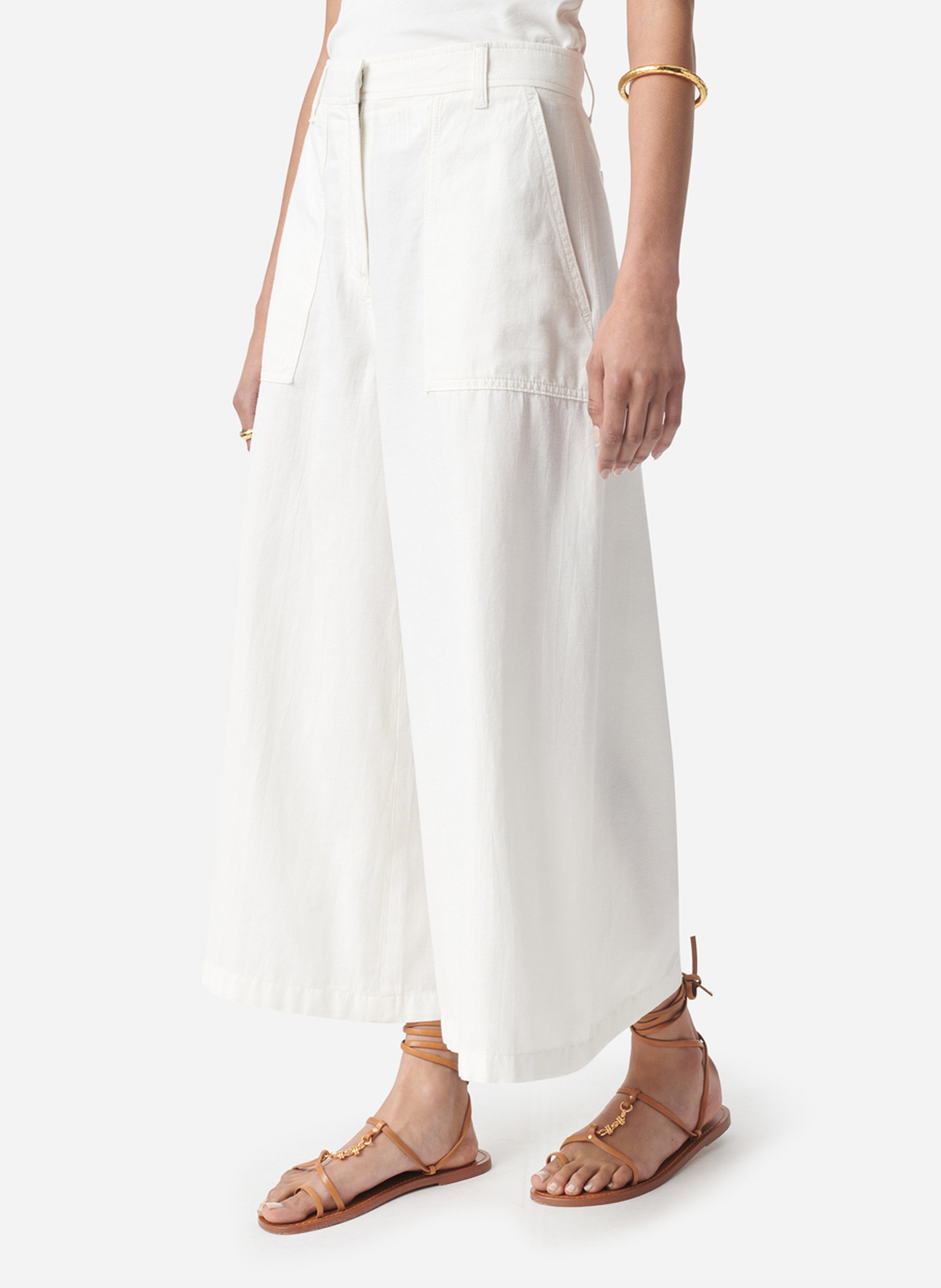 Weite Hose mit Taschen in Uni-Farbe VANESSA BRUNO Weiss