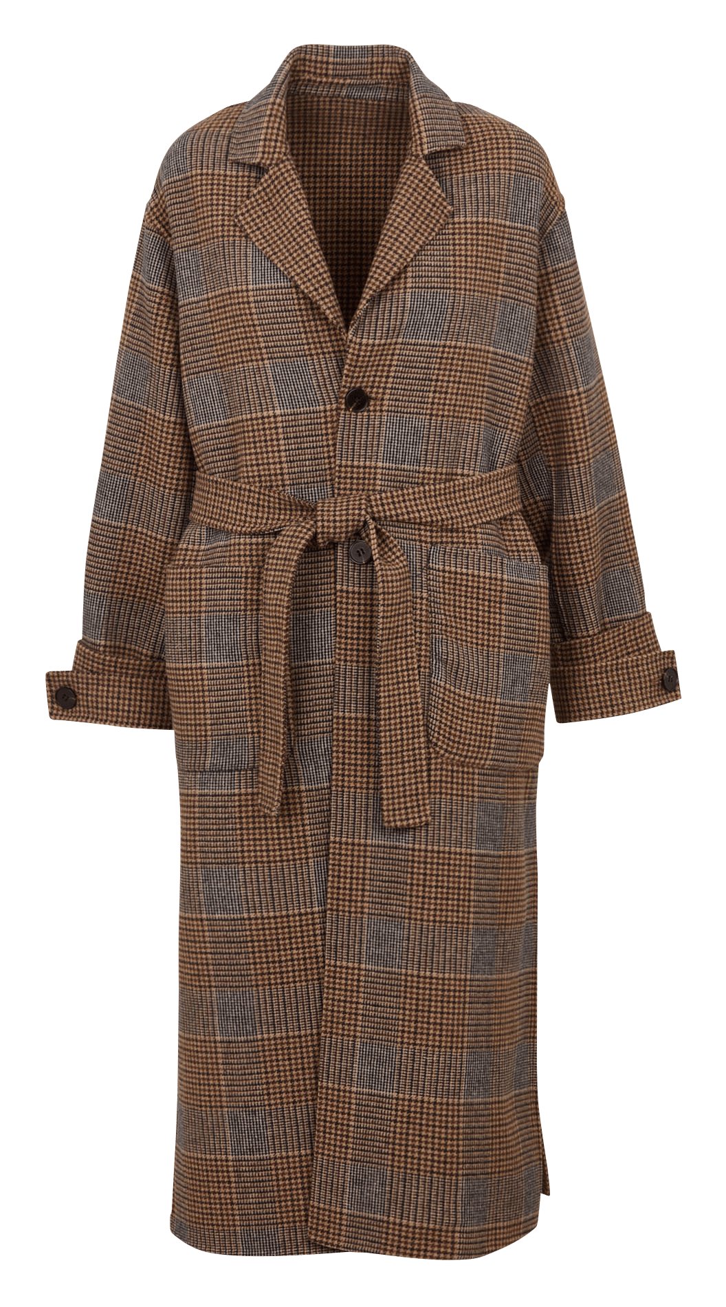 Manteau ceinturé en laine recyclée mélangée SUNCOO Marron
