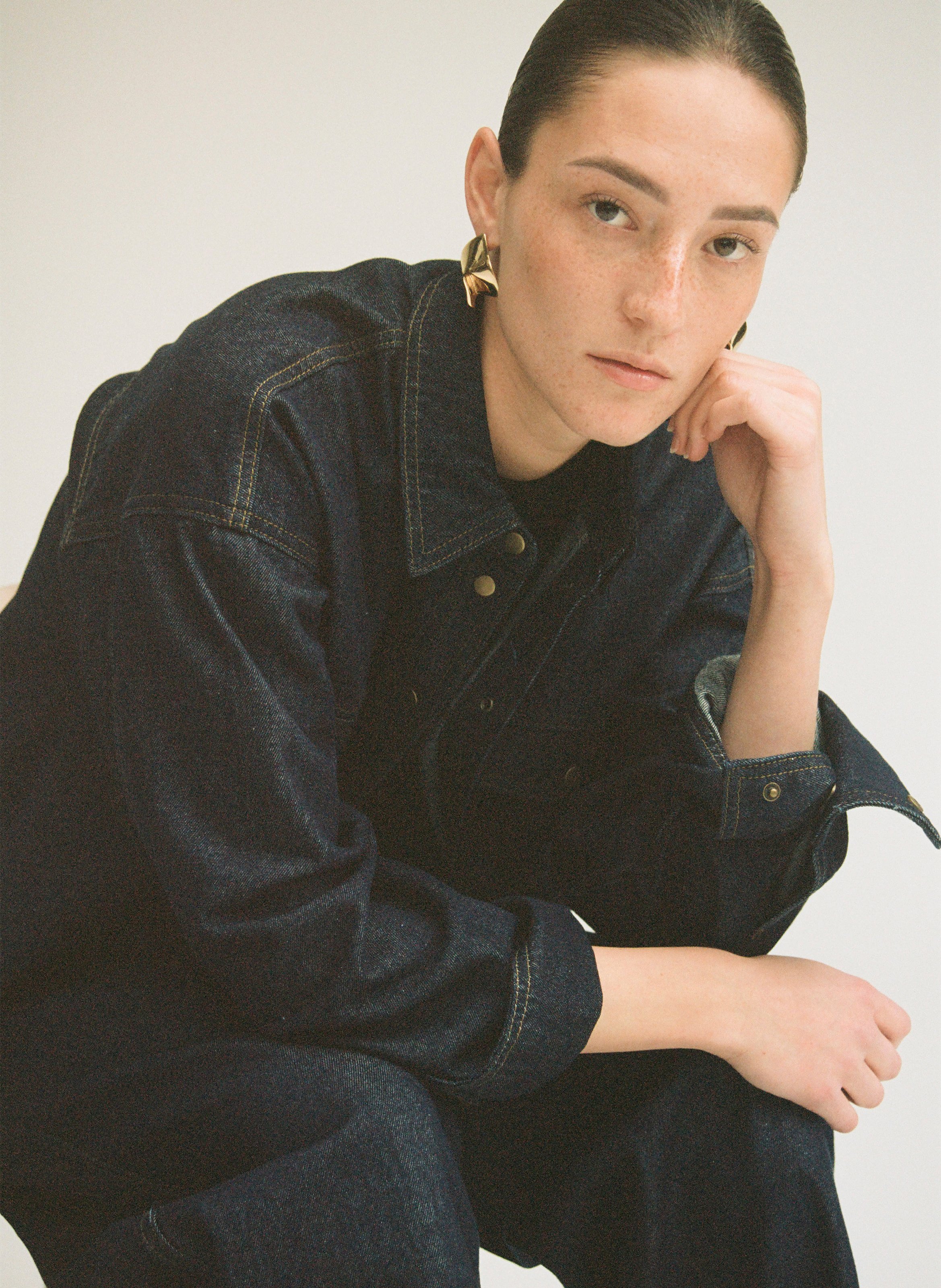 Gerade geschnittenes Hemd aus Baumwolldenim ROUGE EDIT Blau