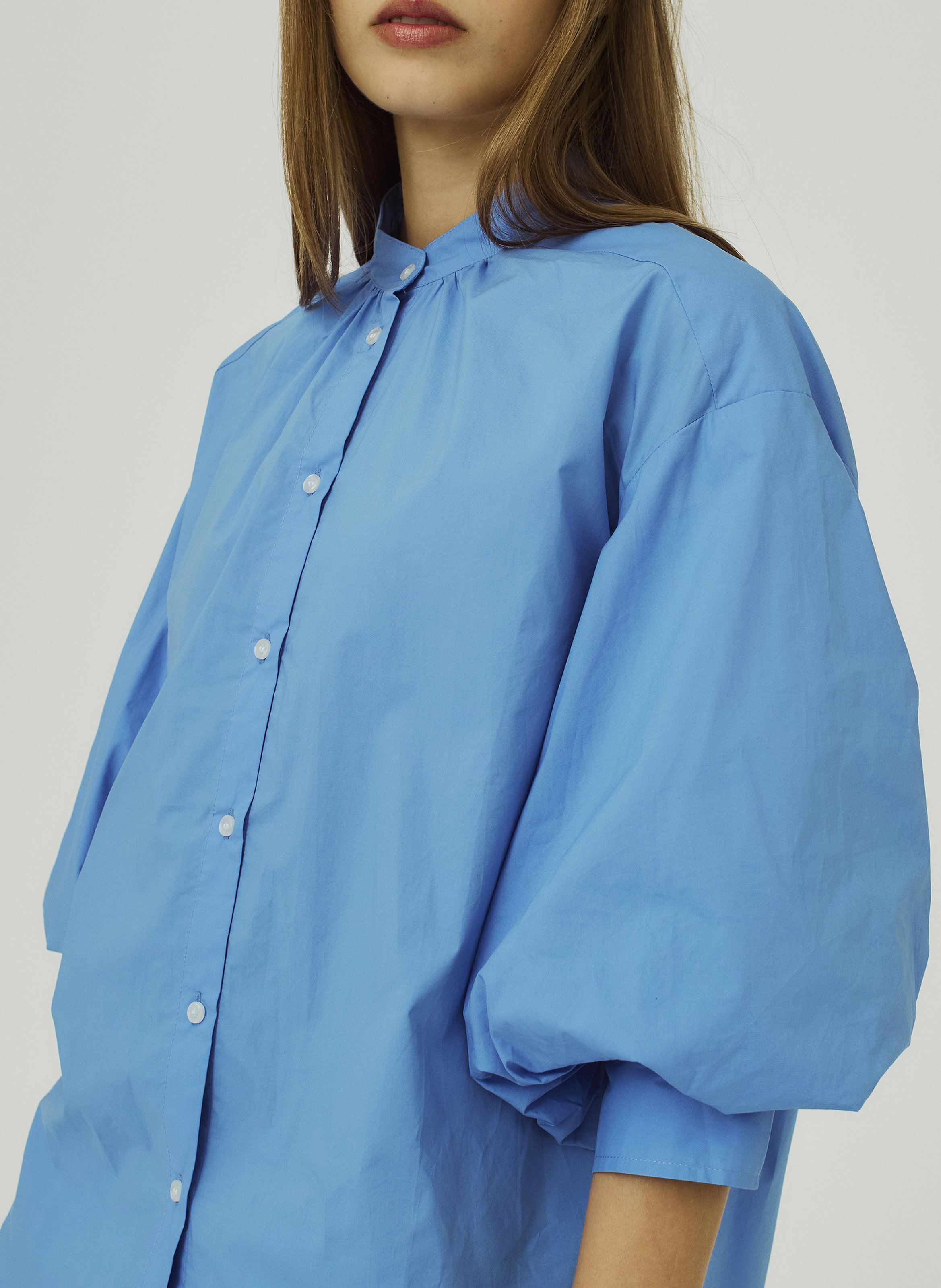 Blouse met ballonmouwen van katoen NORR Blauw