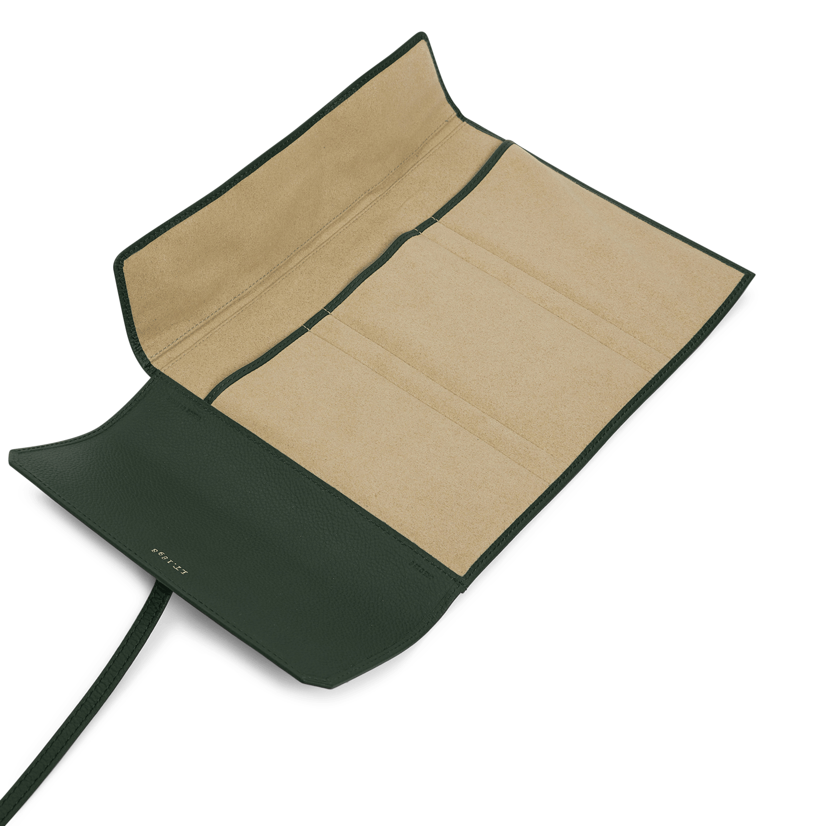Travel case in plain grained leather LE TANNEUR Green