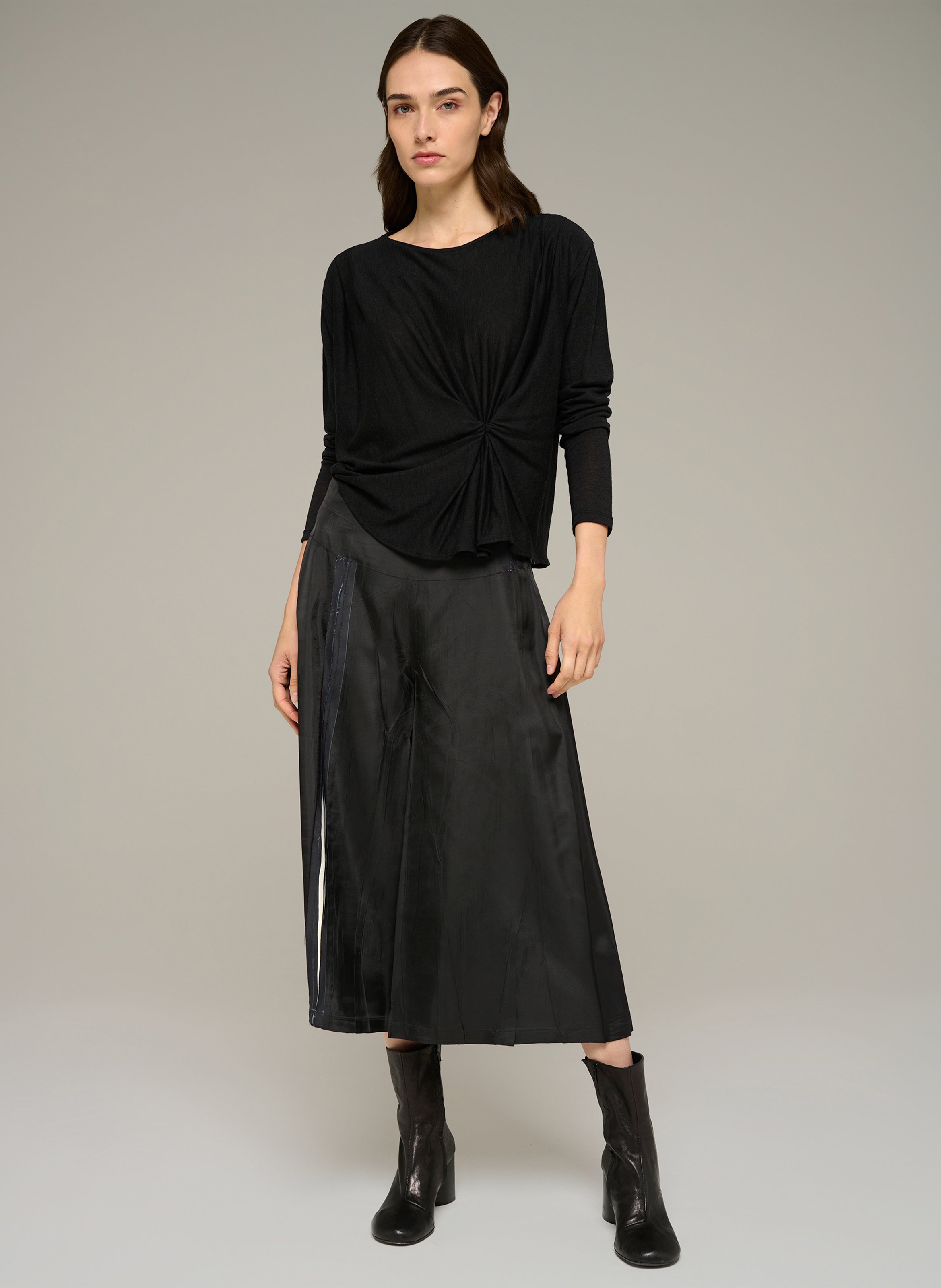 Tee-shirt drapé en laine mélangée COTELAC Noir