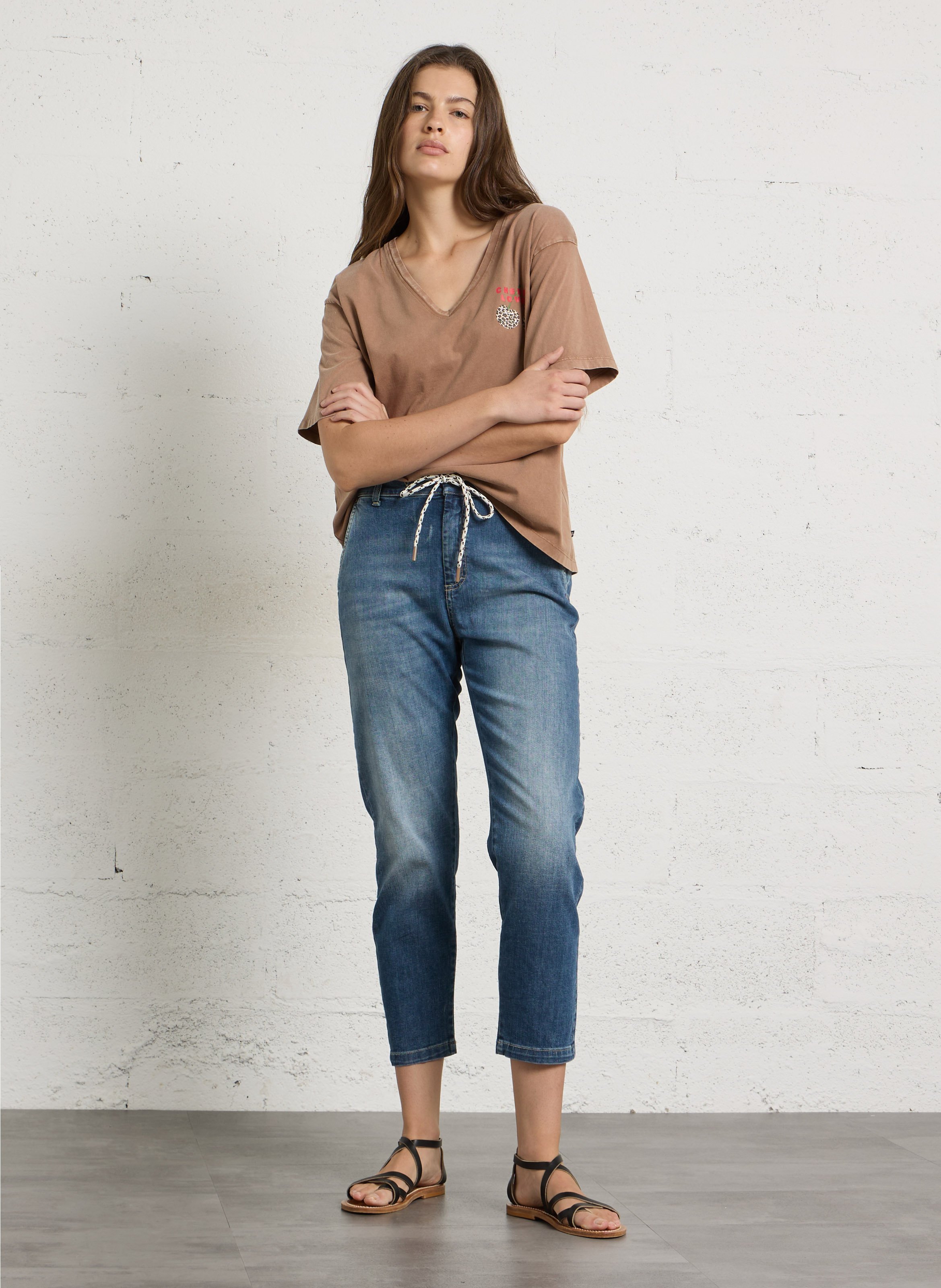 Chino-Hose mit Kordelzug aus Baumwollmischung PLEASE Blau