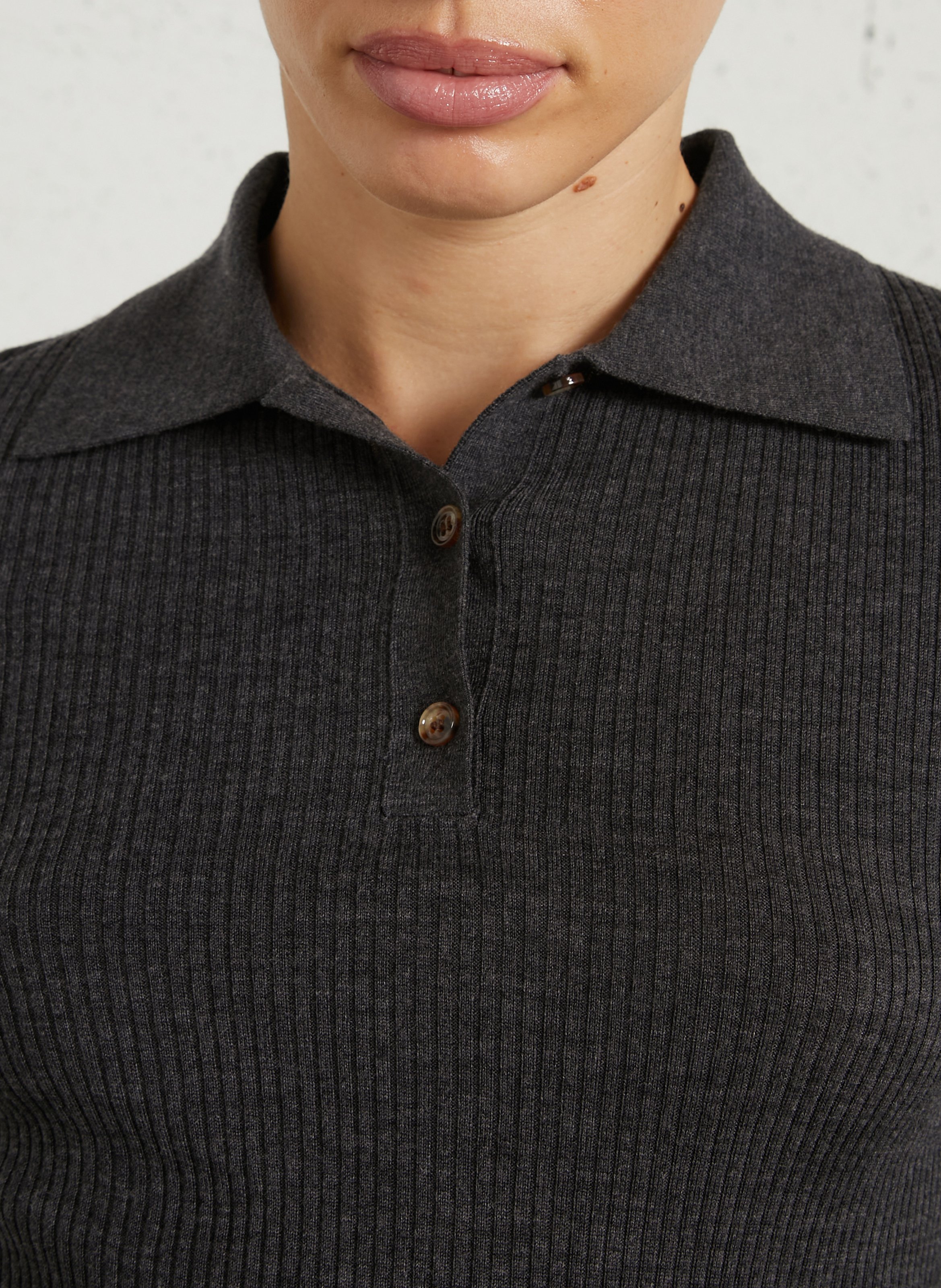 Schlanker Pullover mit Polokragen aus Mohair JC SOPHIE Grau