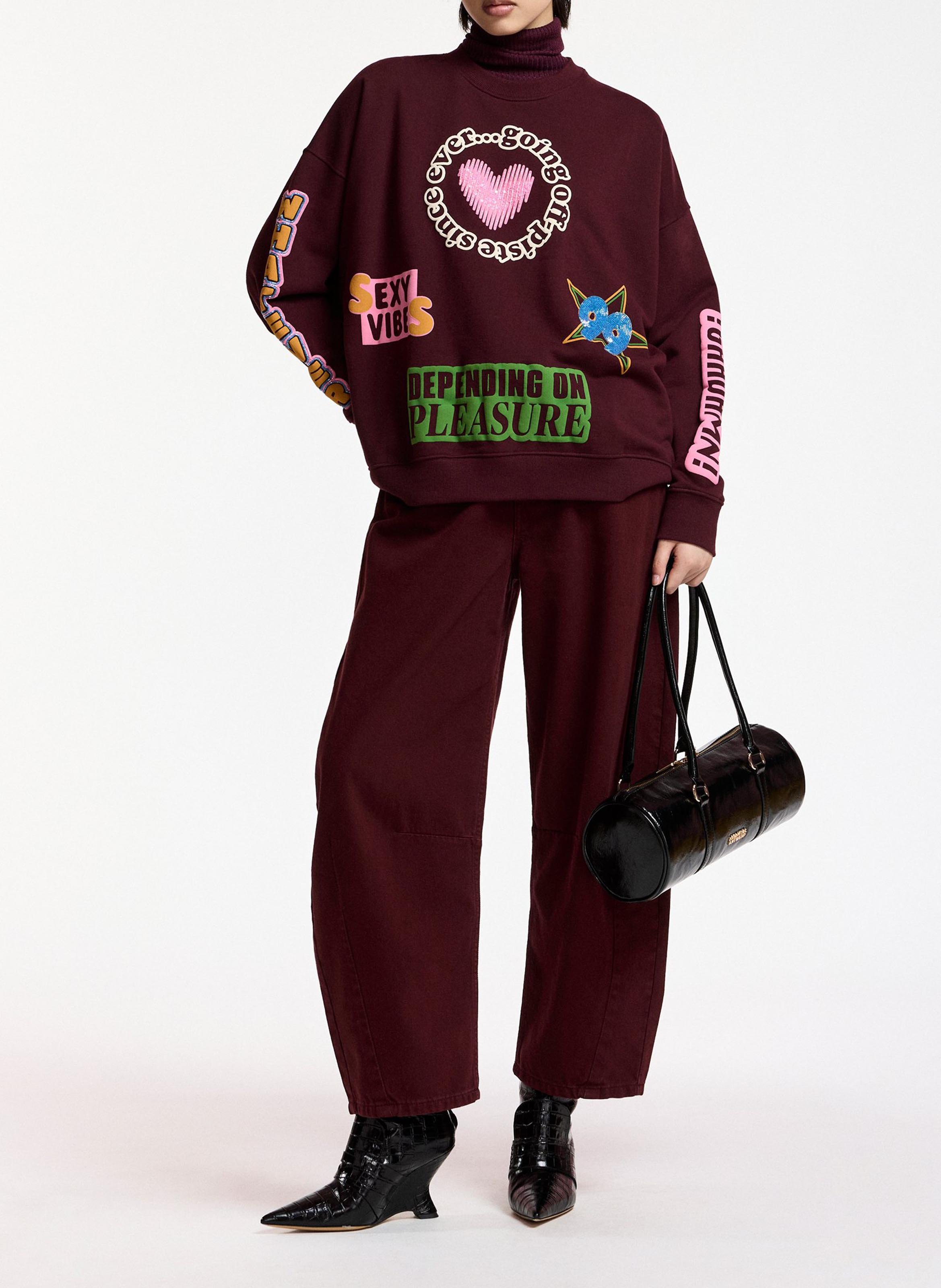 Sweat ample col rond imprimé en coton ESSENTIEL ANTWERP Rouge