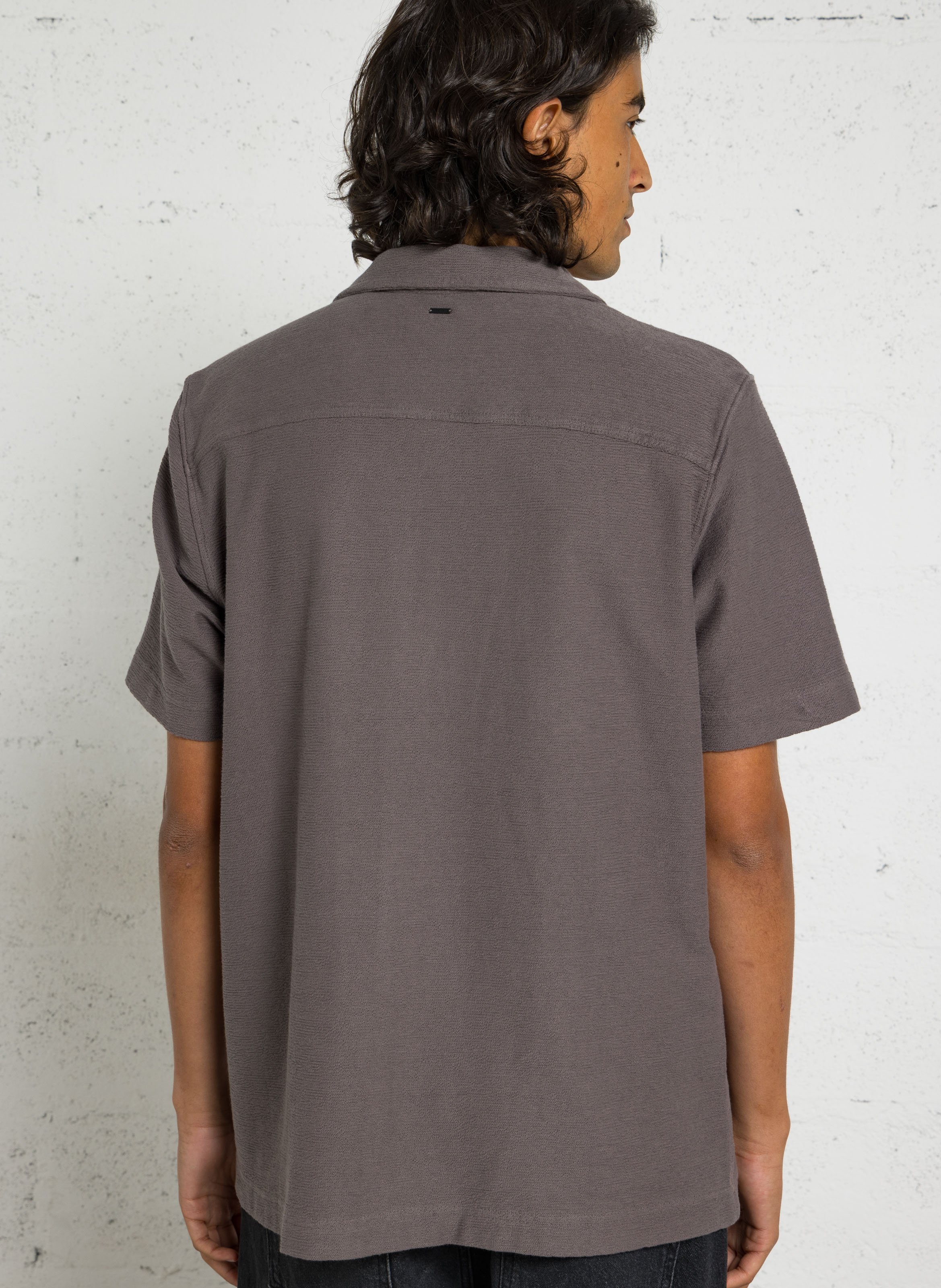 Straight Cuban collar shirt in cotton IKKS Grey