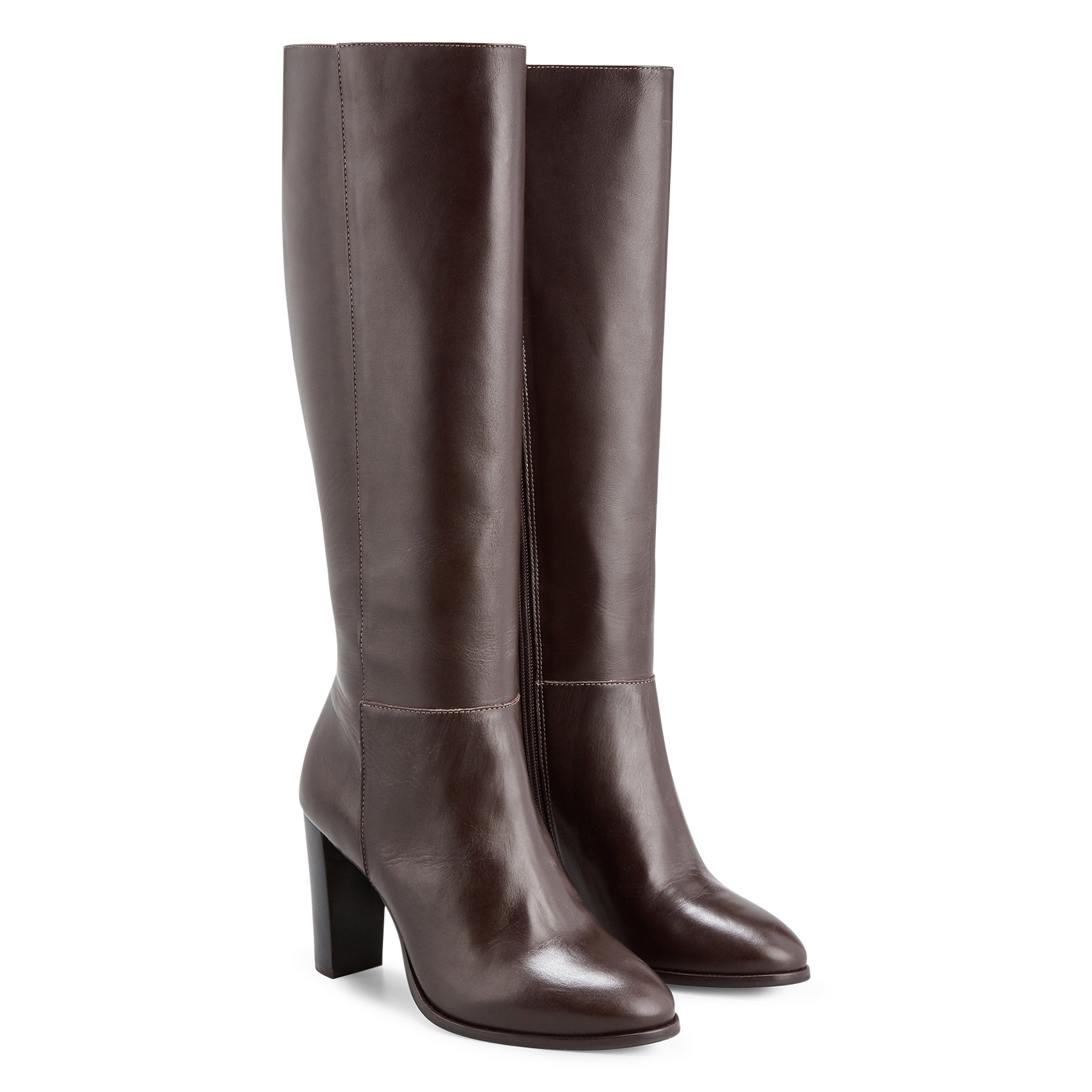 Hoge leren laarzen met hak COSMOPARIS Bruin
