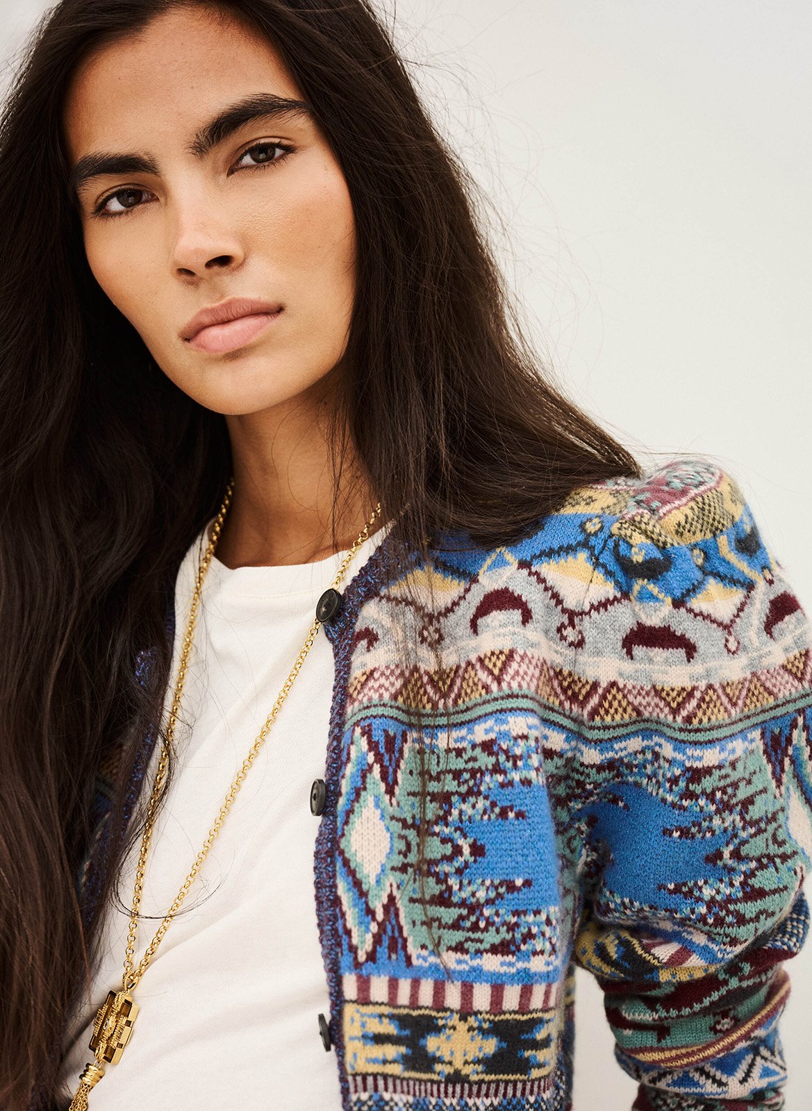 Straight round neck printed cardigan. BA&SH Multicolored