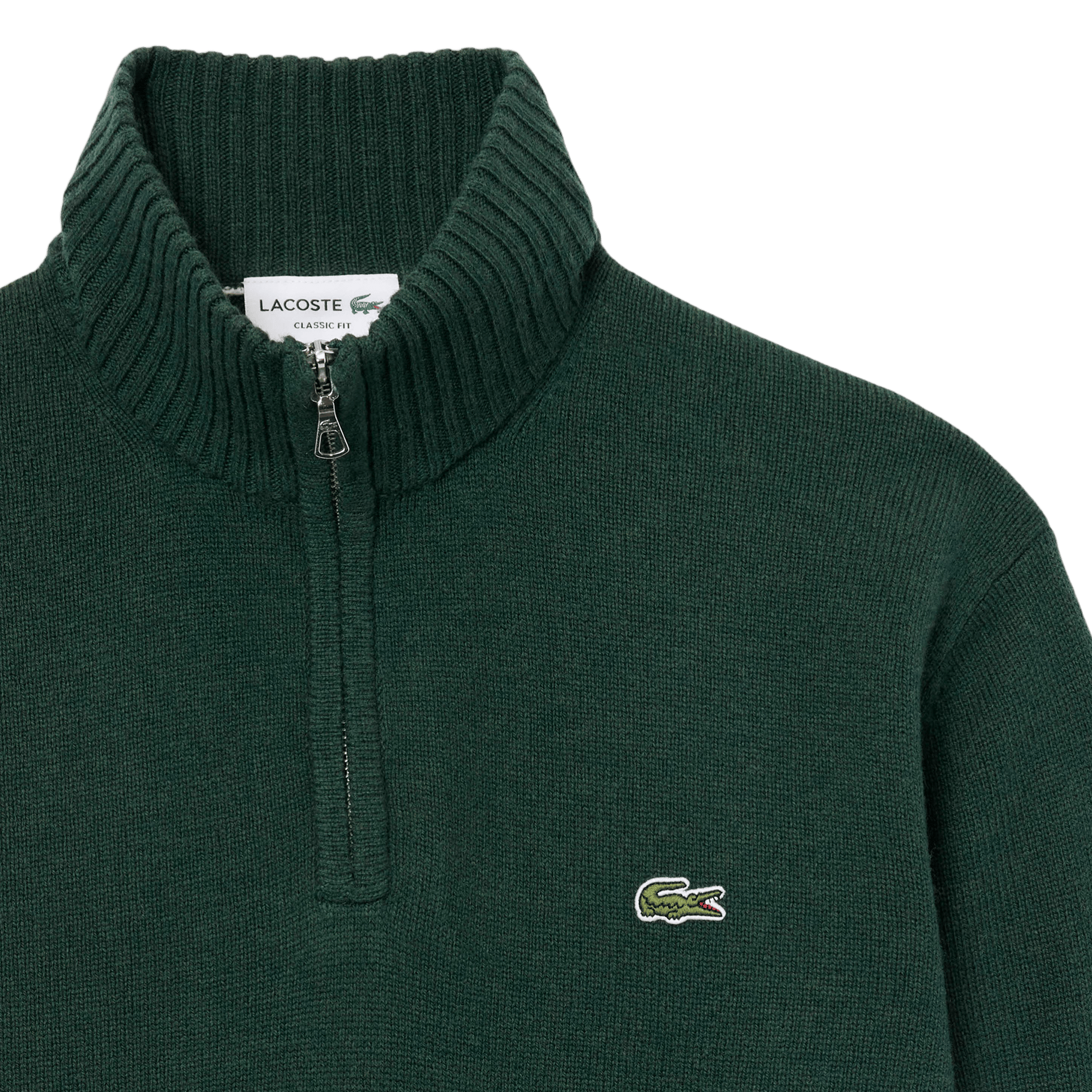 Wollen trui met opstaande kraag en rits LACOSTE Groen