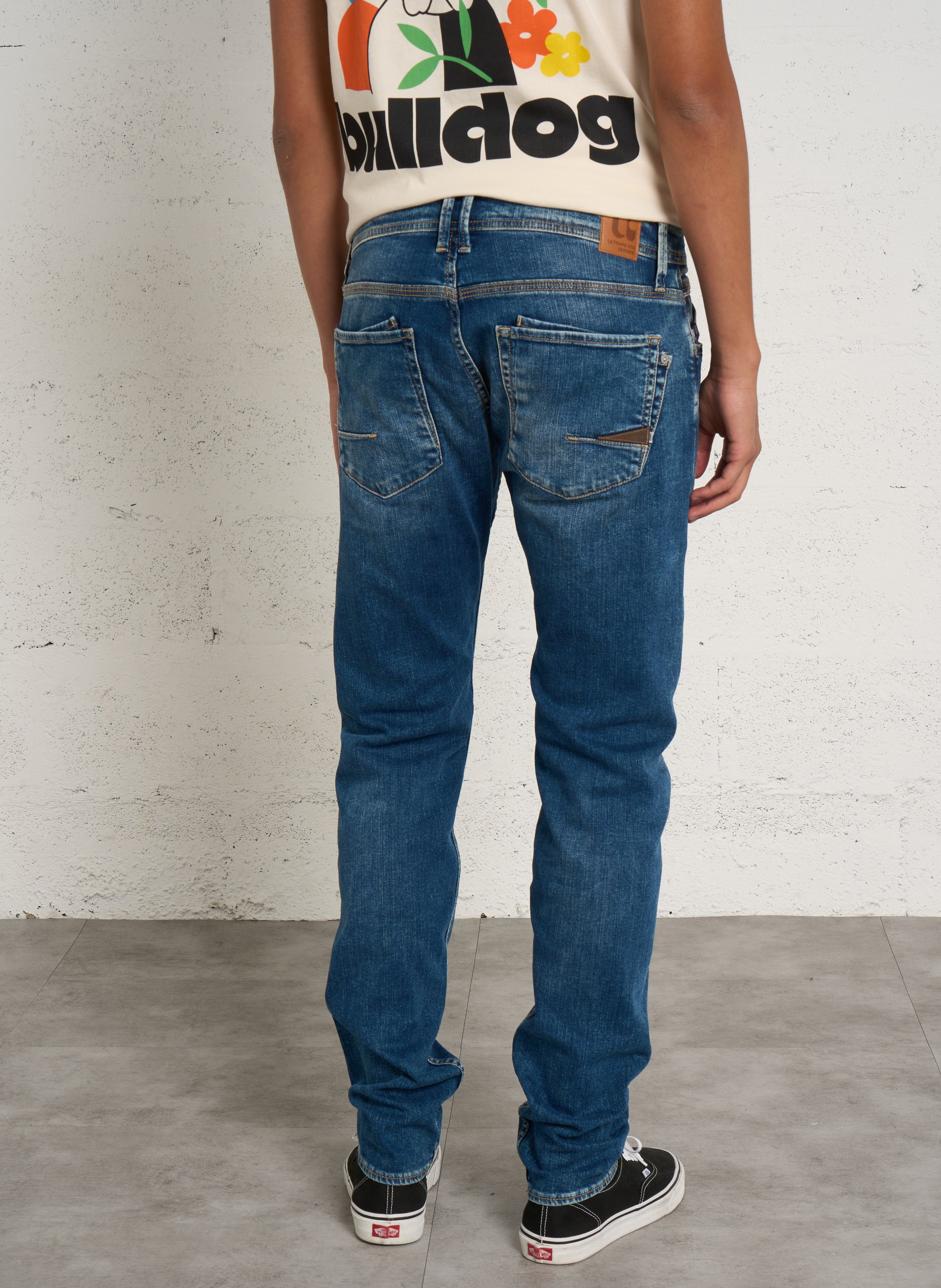 Jean ajusté en denim de coton  LE TEMPS DES CERISES Bleu