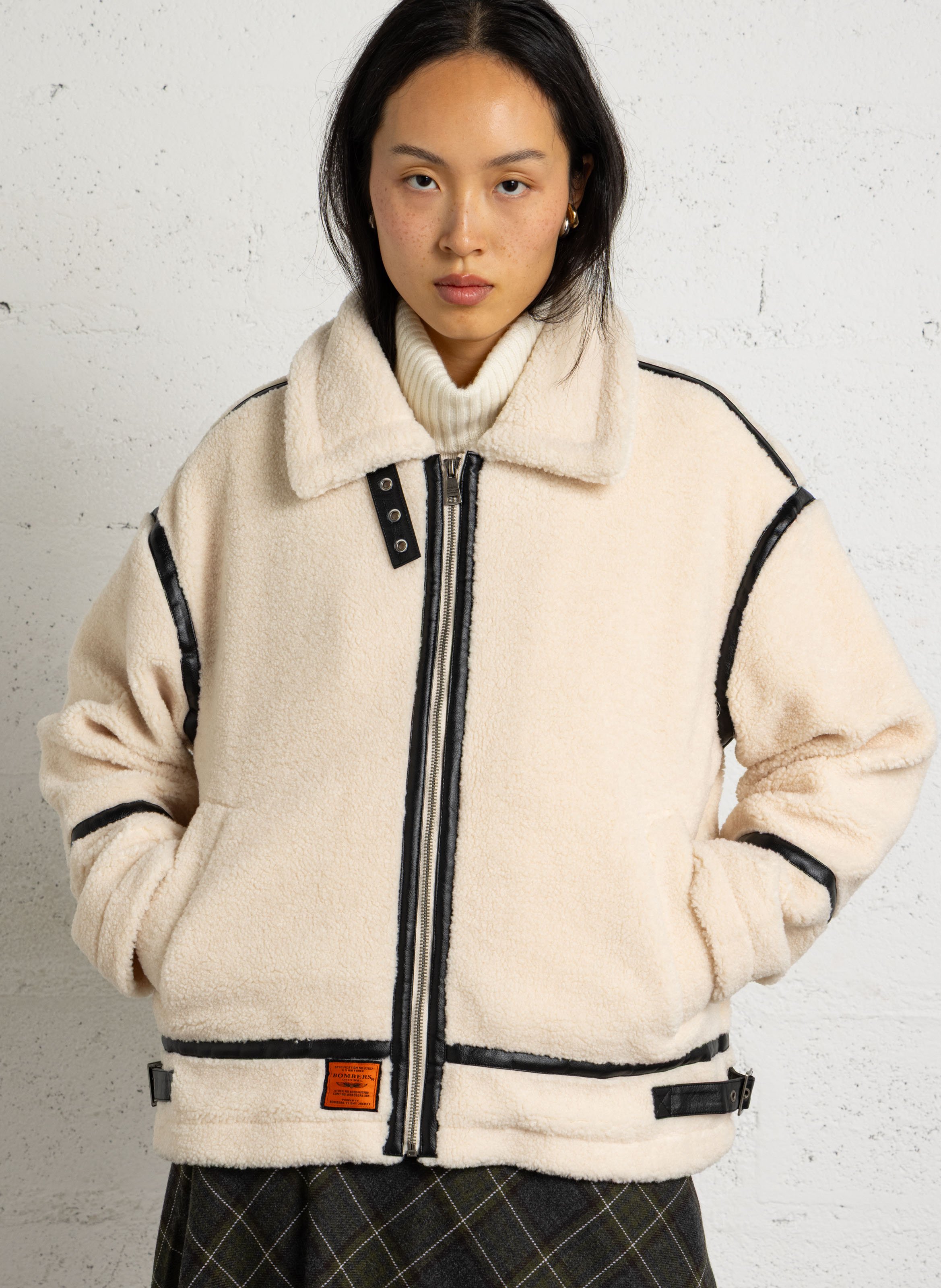 Blouson col classique duveteux BOMBERS ORIGINAL Beige