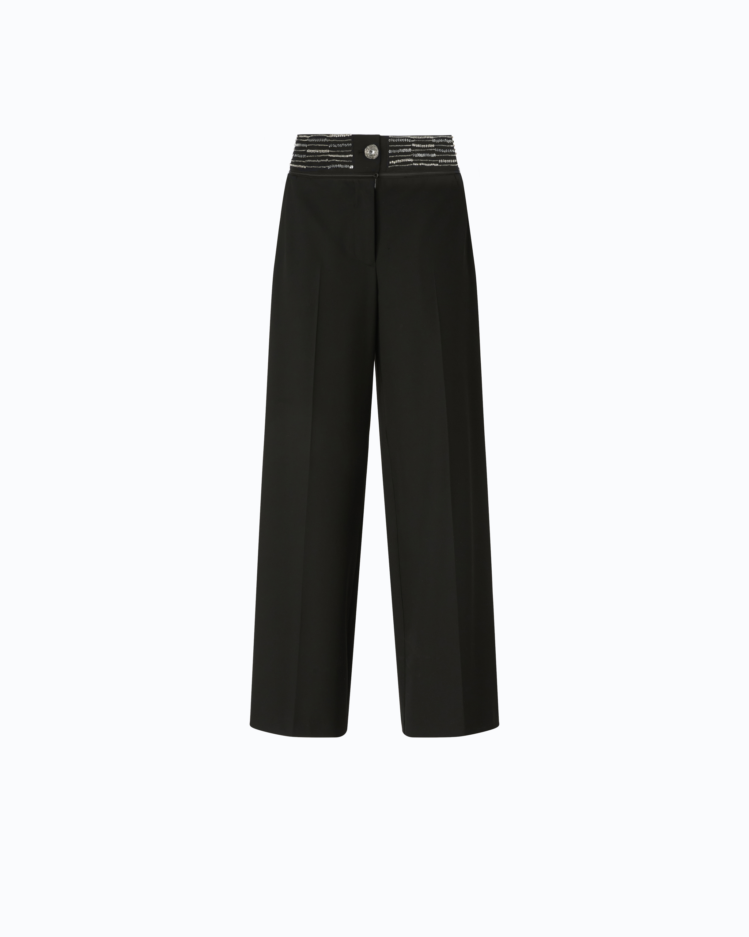 Jewelled-Waist Palazzo Trousers PINKO Black