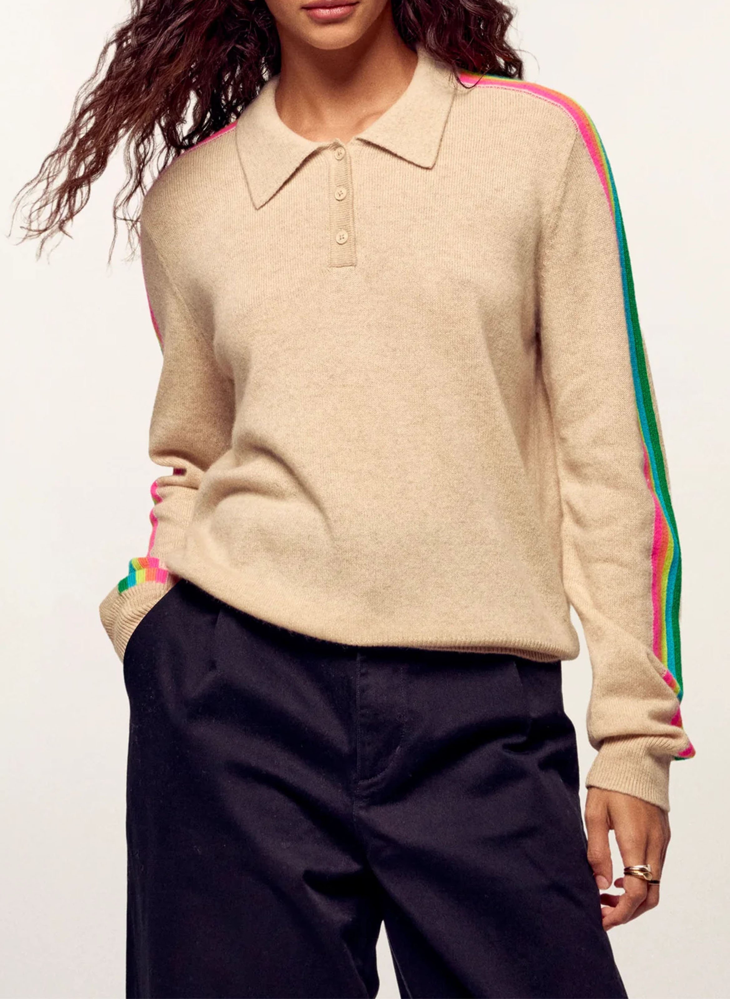Pull droit en cachemire FROM FUTURE Beige