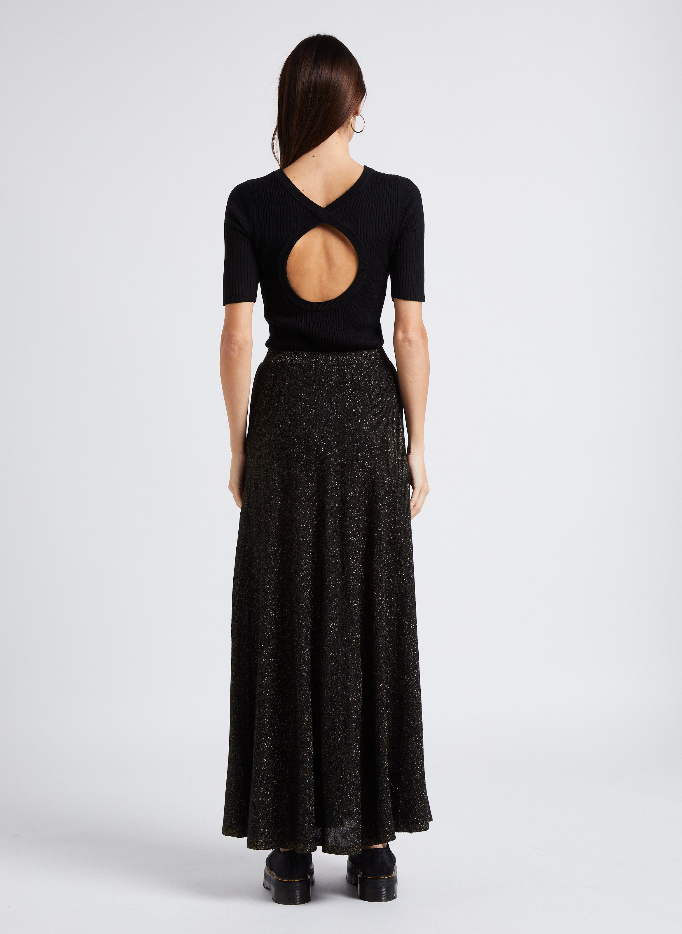 Langer Taillenrock mit Pailletten KARMA KOMA Schwarz