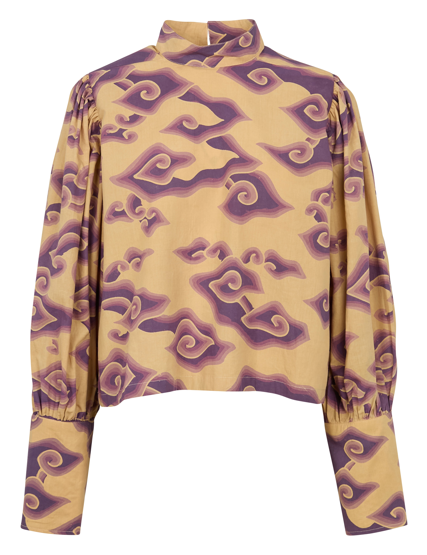 High-neck printed cotton blouse V DE VINSTER Purple