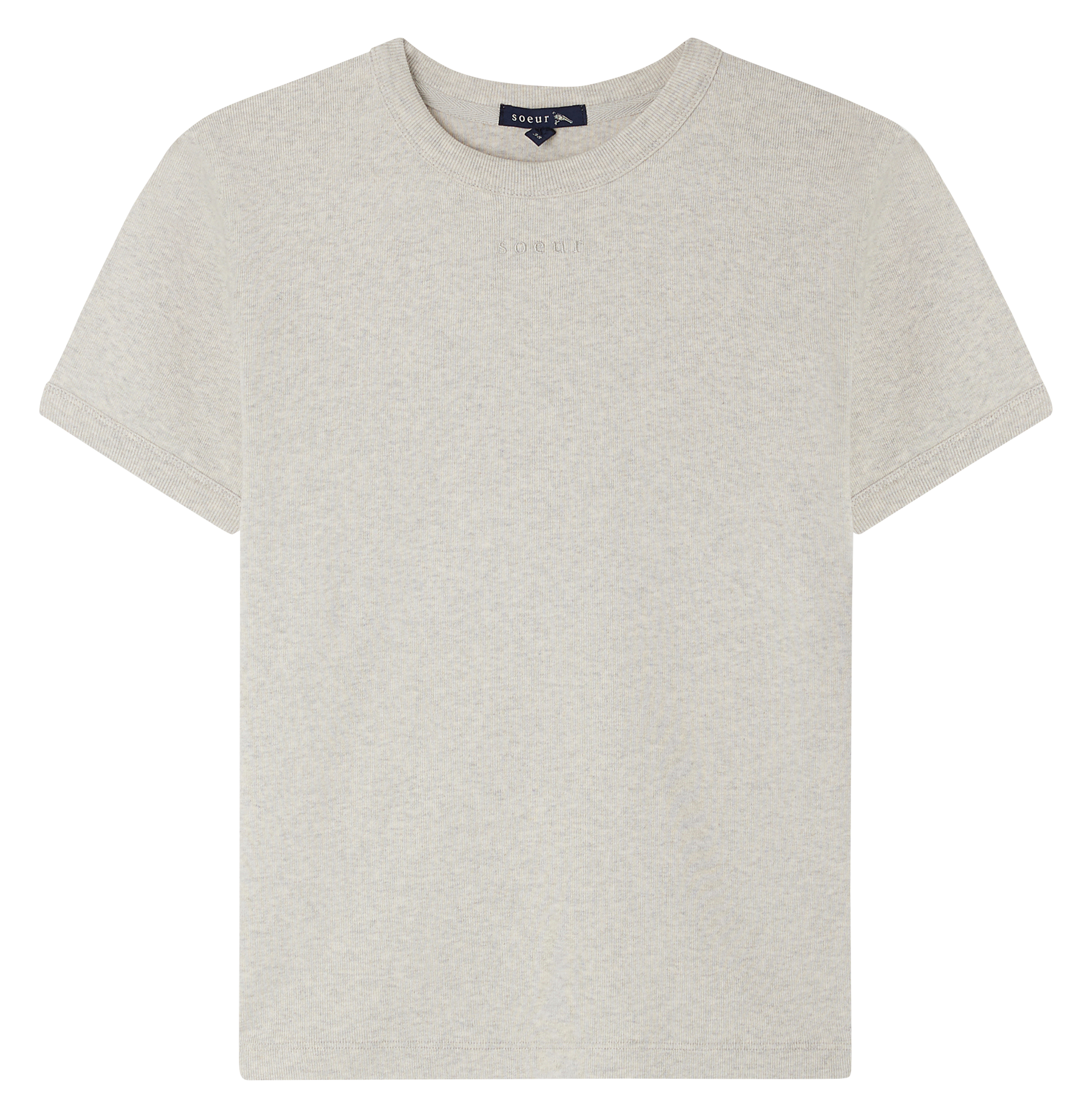 Tee-shirt droit col rond en coton bio SOEUR Gris