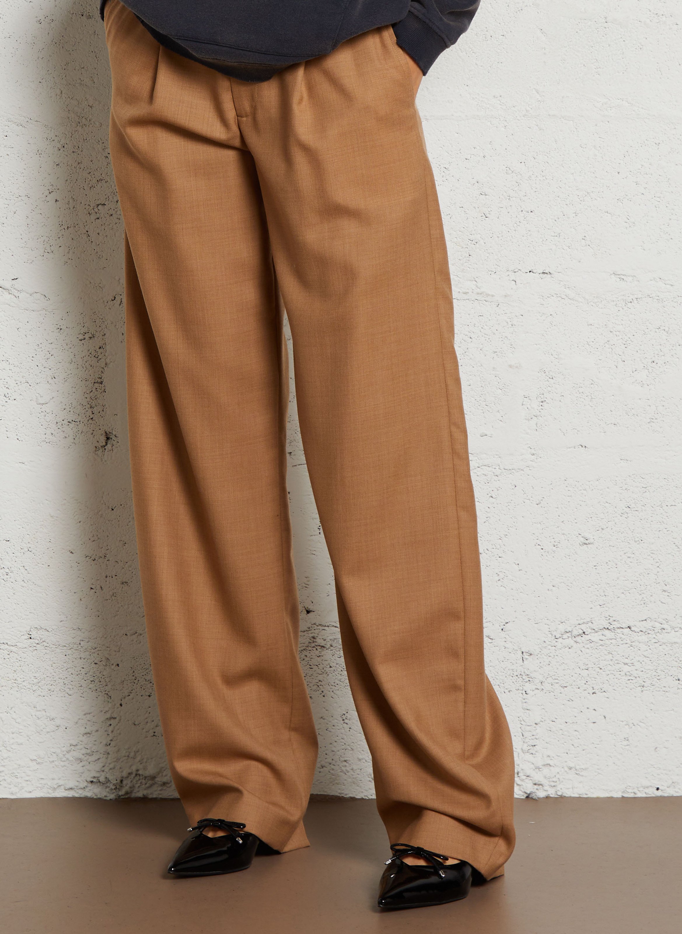 Pantalon large à pinces en laine mélangée MARGAUX LONNBERG