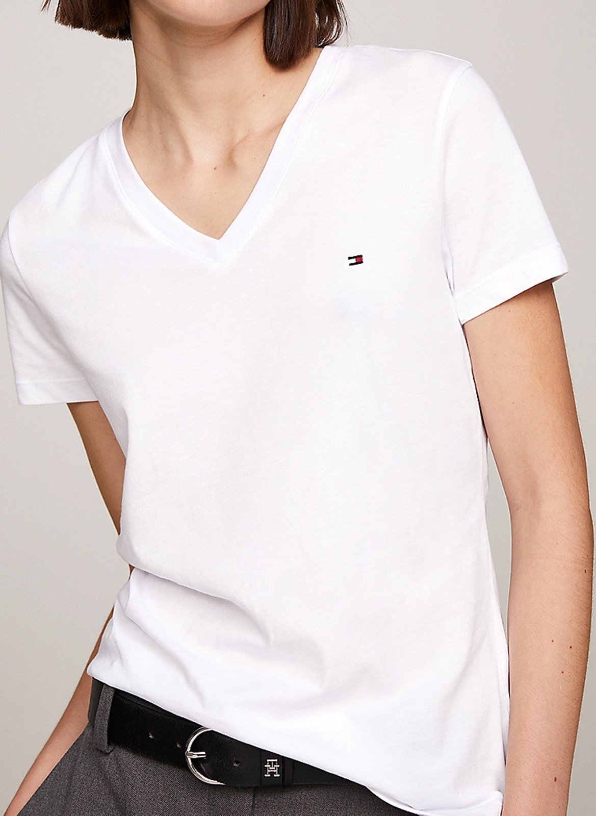 T-shirt slim en coton organique TOMMY HILFIGER Blanc