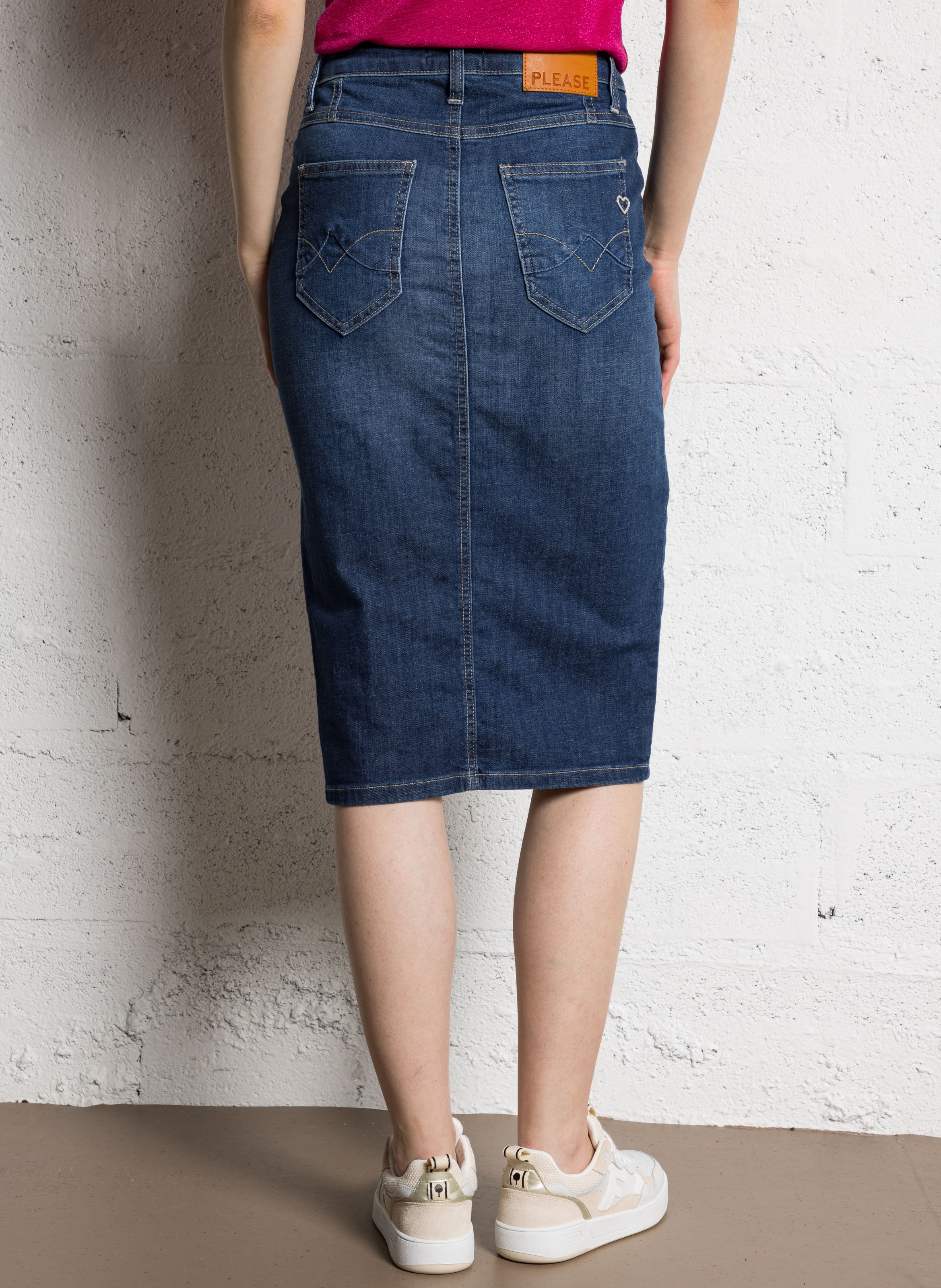 Kokerrok van denim Blauw