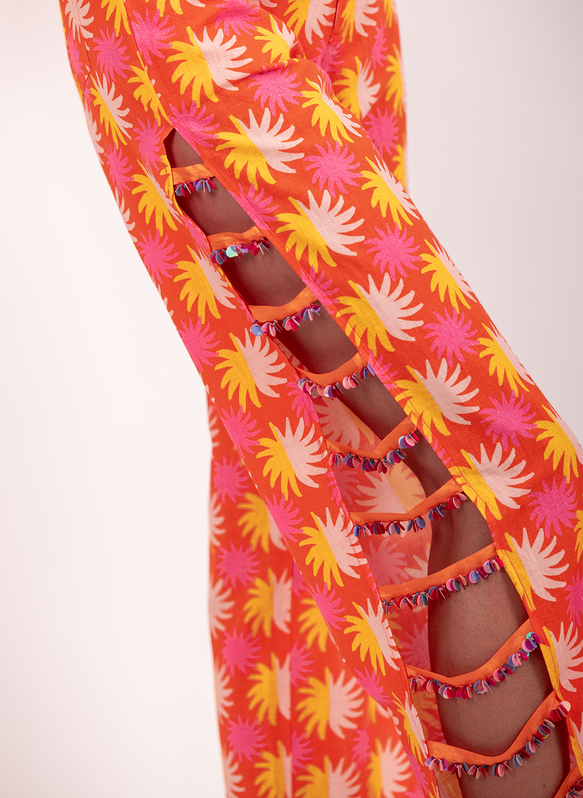 Pantalon droit fendu à motifs SUNDRESS Orange