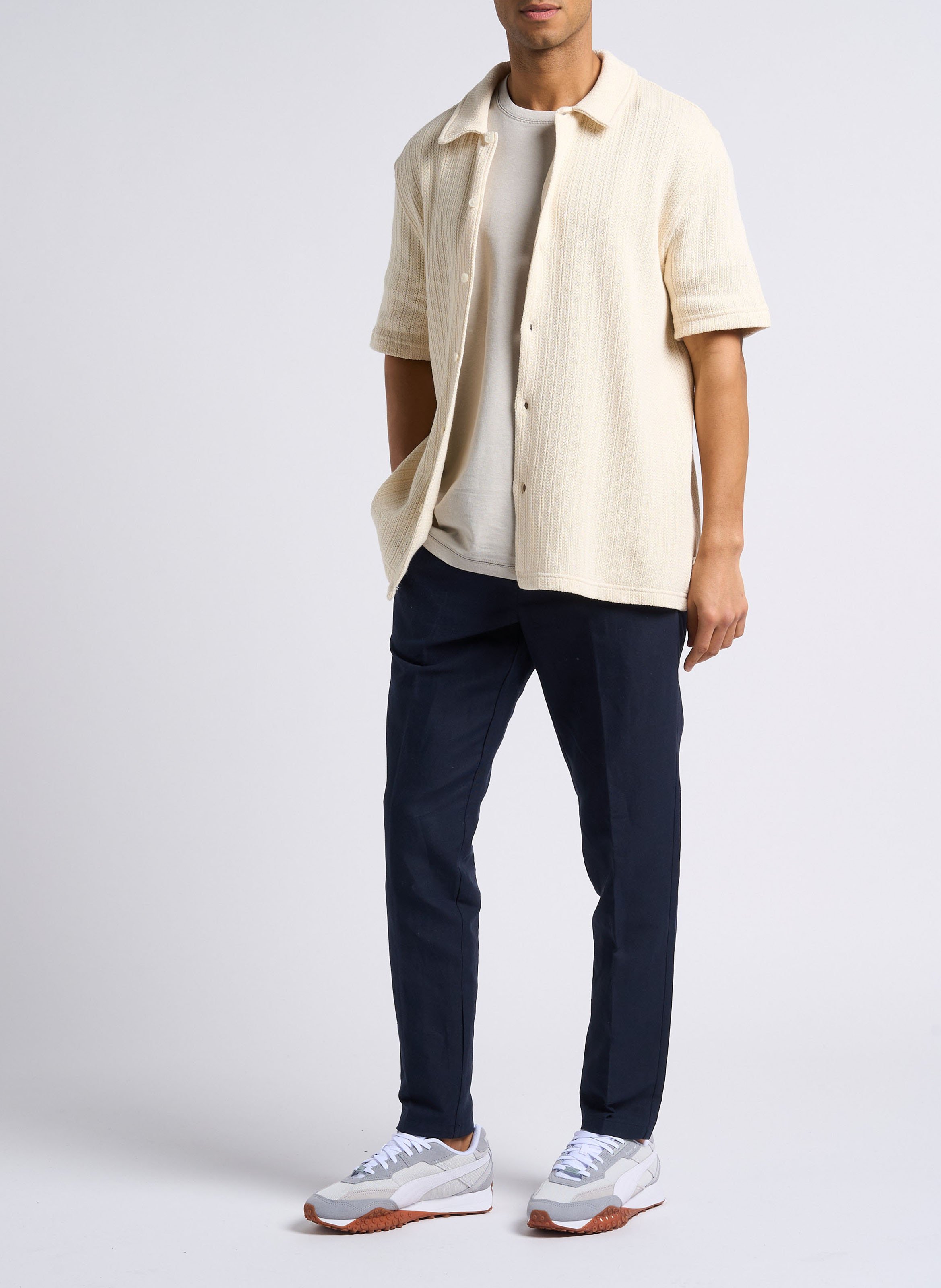 Pantalon slim en coton bio et lin SAMSOE SAMSOE Bleu