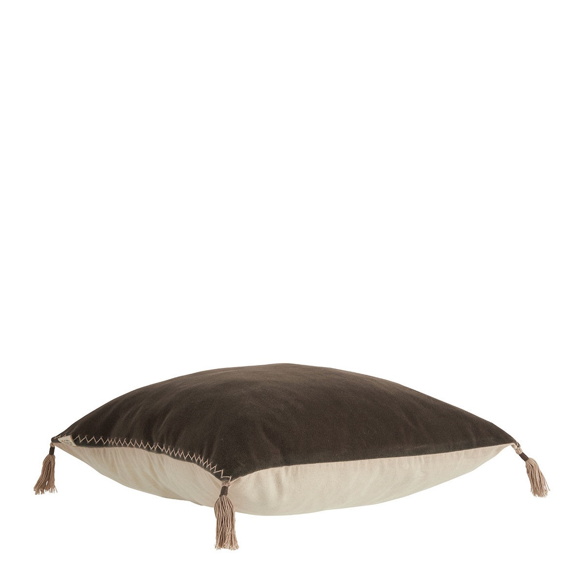 Mattéo cushion cover in cotton and linen velvet BLANC D'IVOIRE Grey