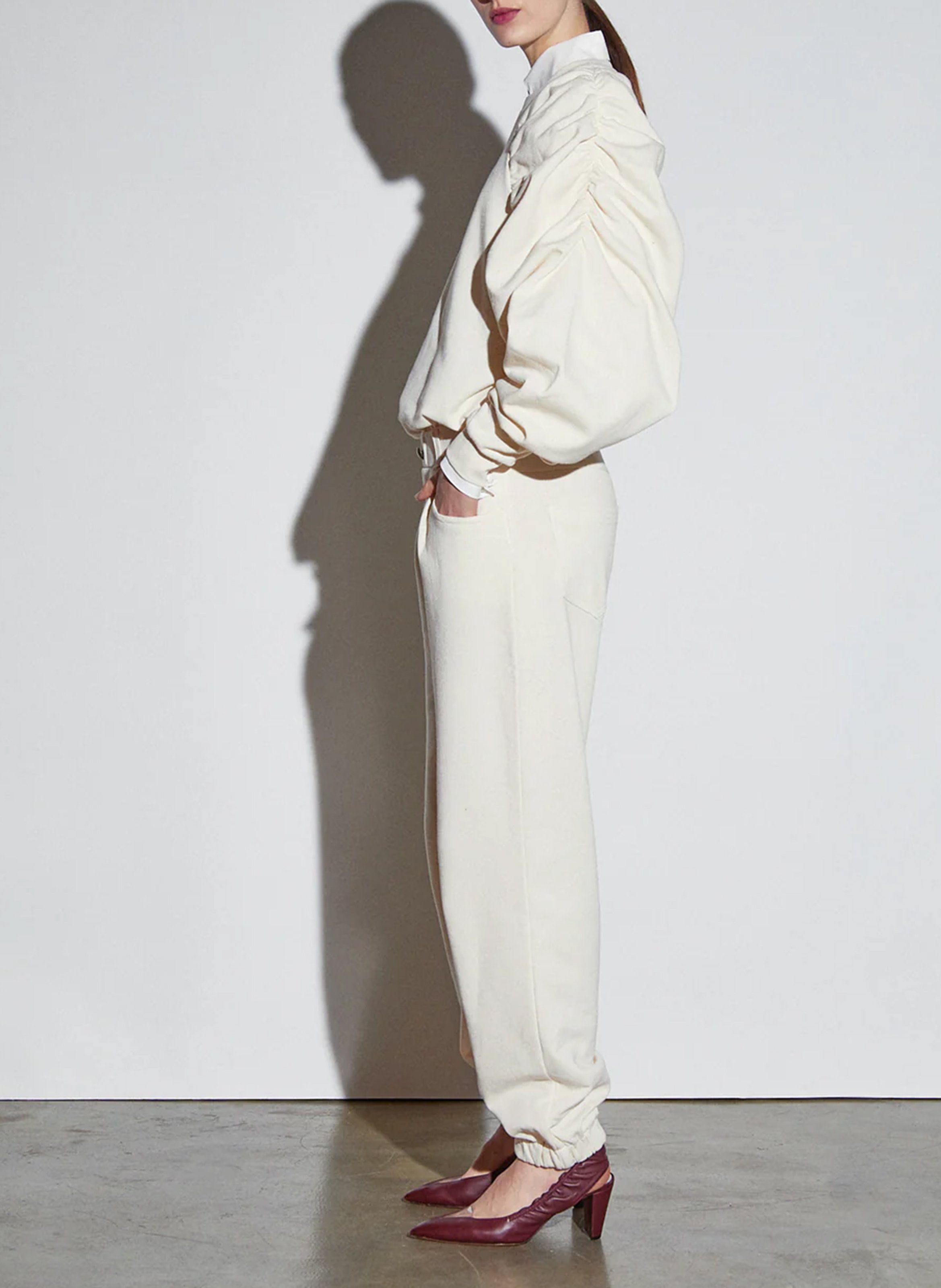High-waisted cotton-blend track suit THE LABEL EDITION White