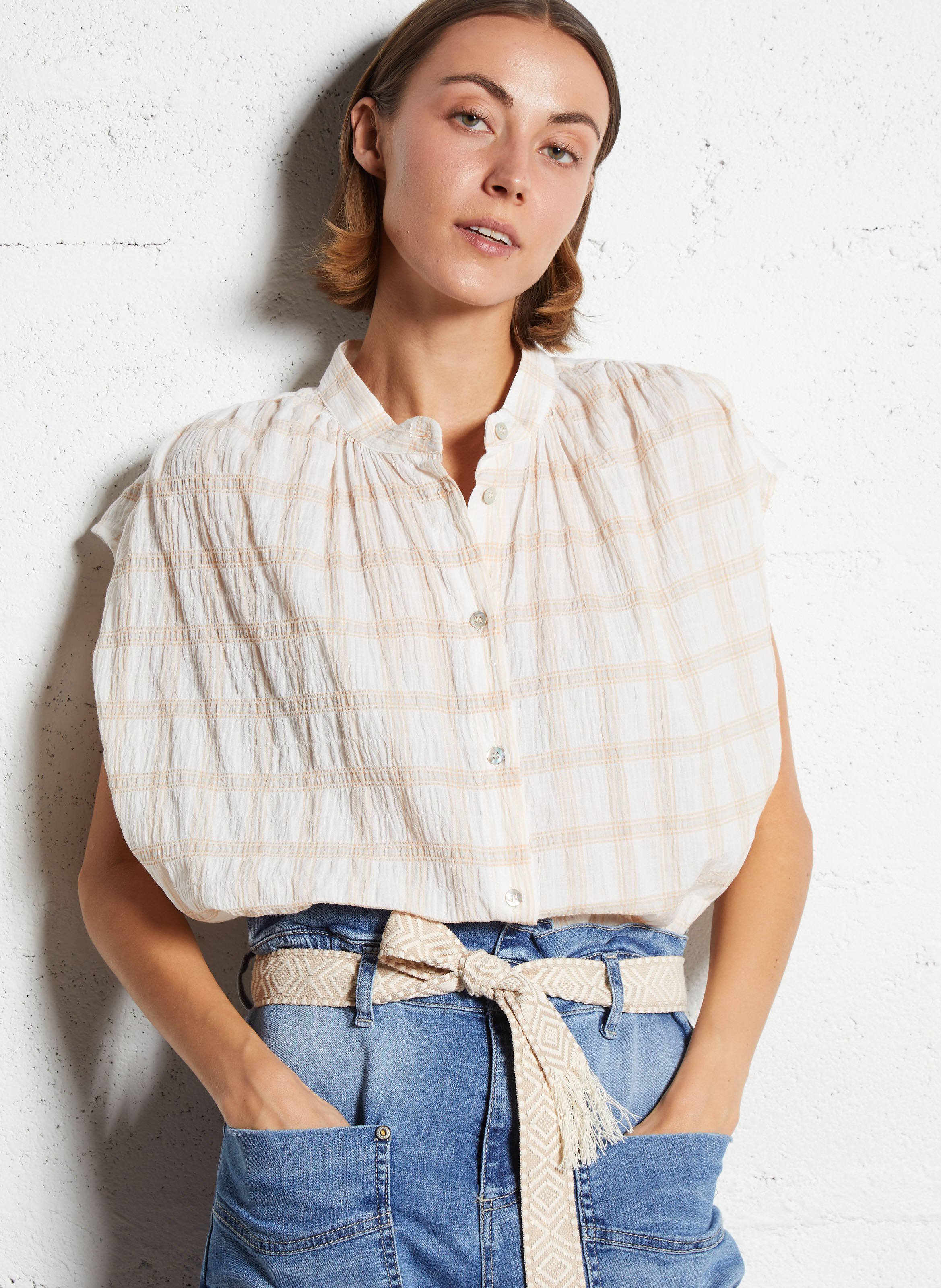 Oversize Hemd aus bedruckter Baumwollmischung PLEASE Mehrfarbig