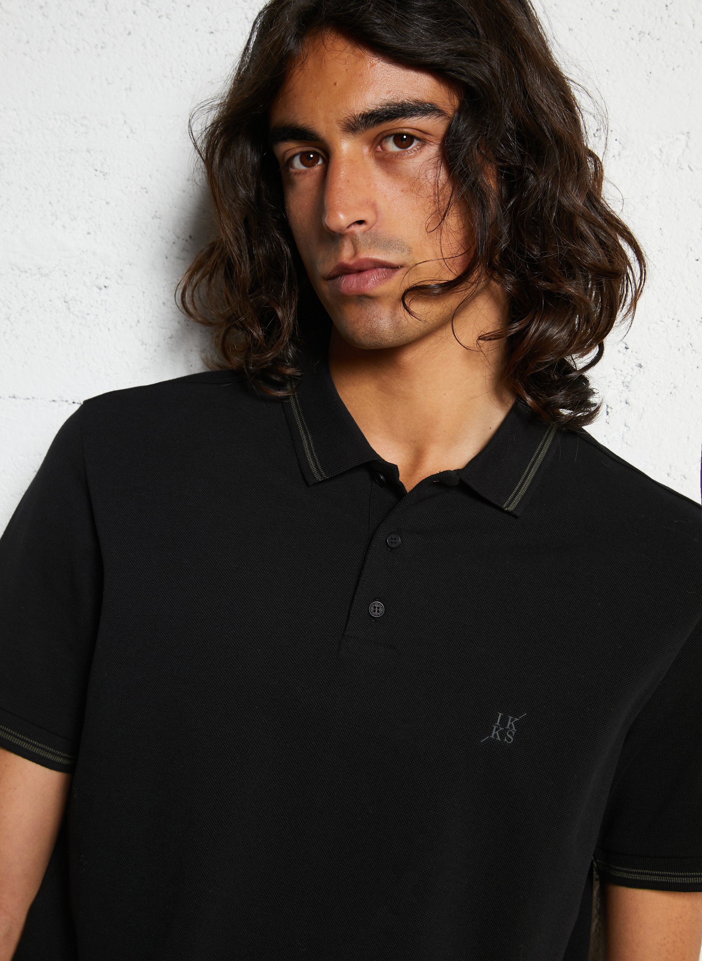 Poloshirt mit kurzen Ärmeln im Regular Fit IKKS Schwarz