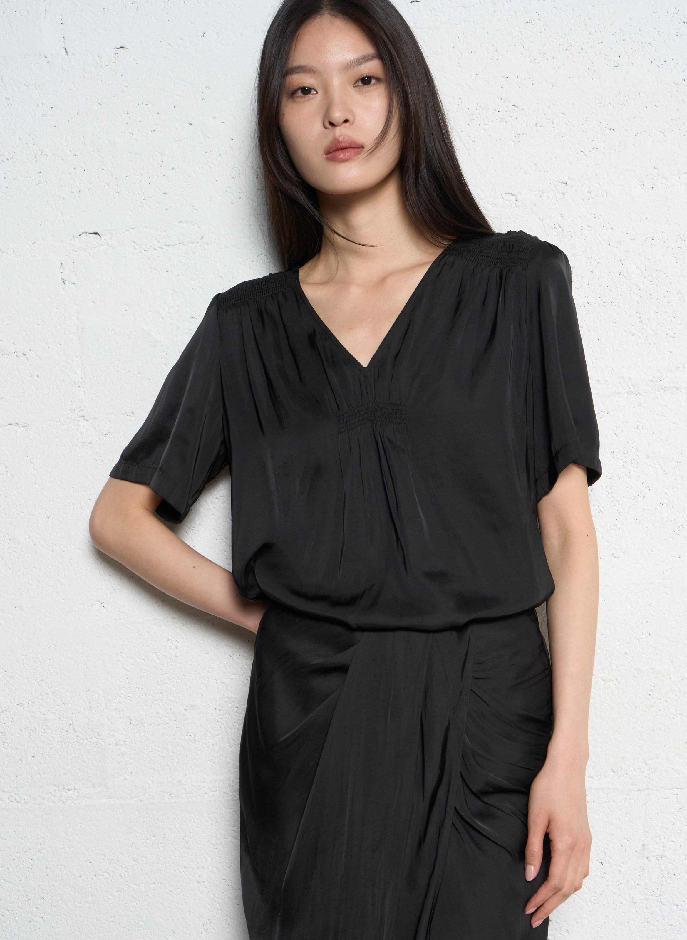 Oversize Satin Top IKKS Schwarz