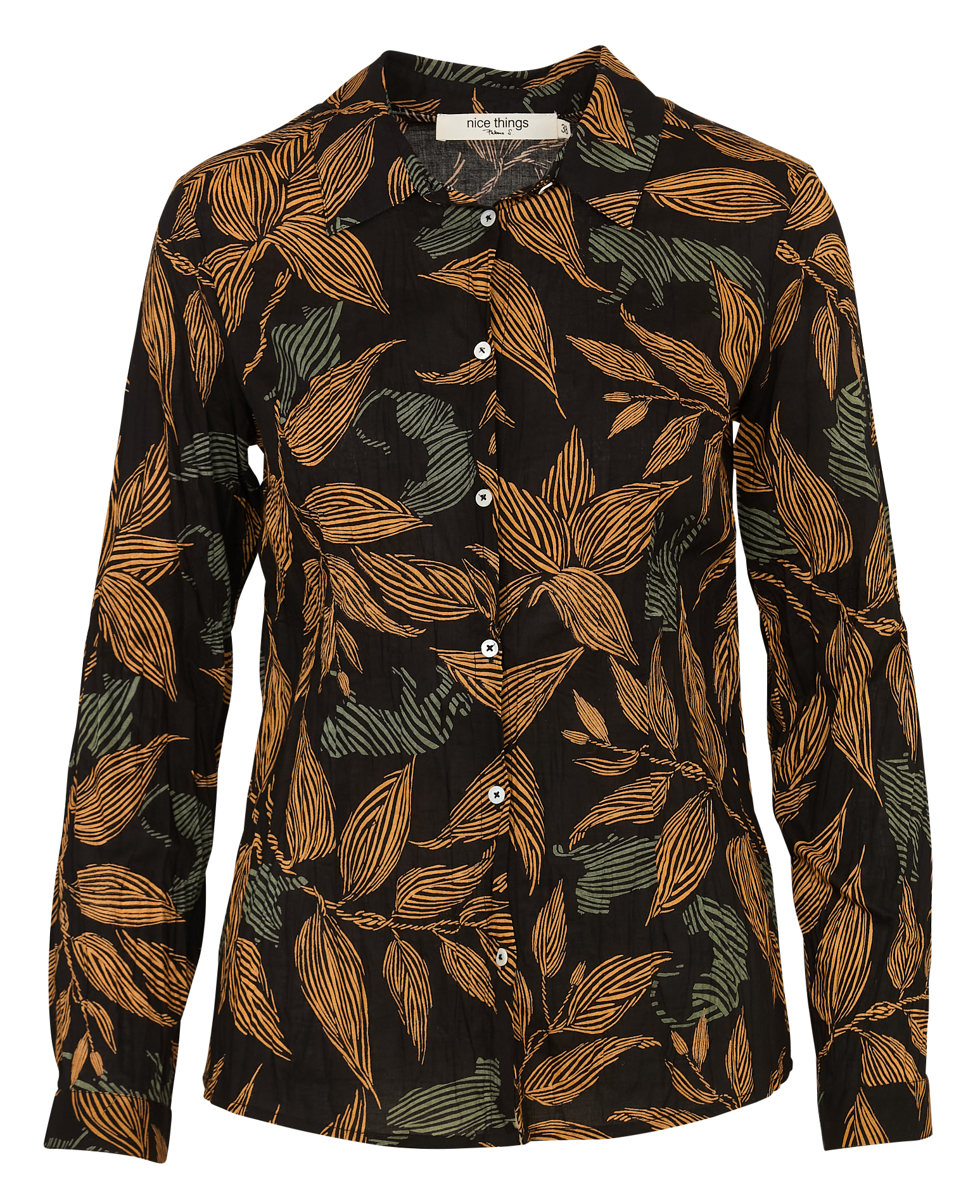 Chemise droite en coton imprimé NICE THINGS Noir