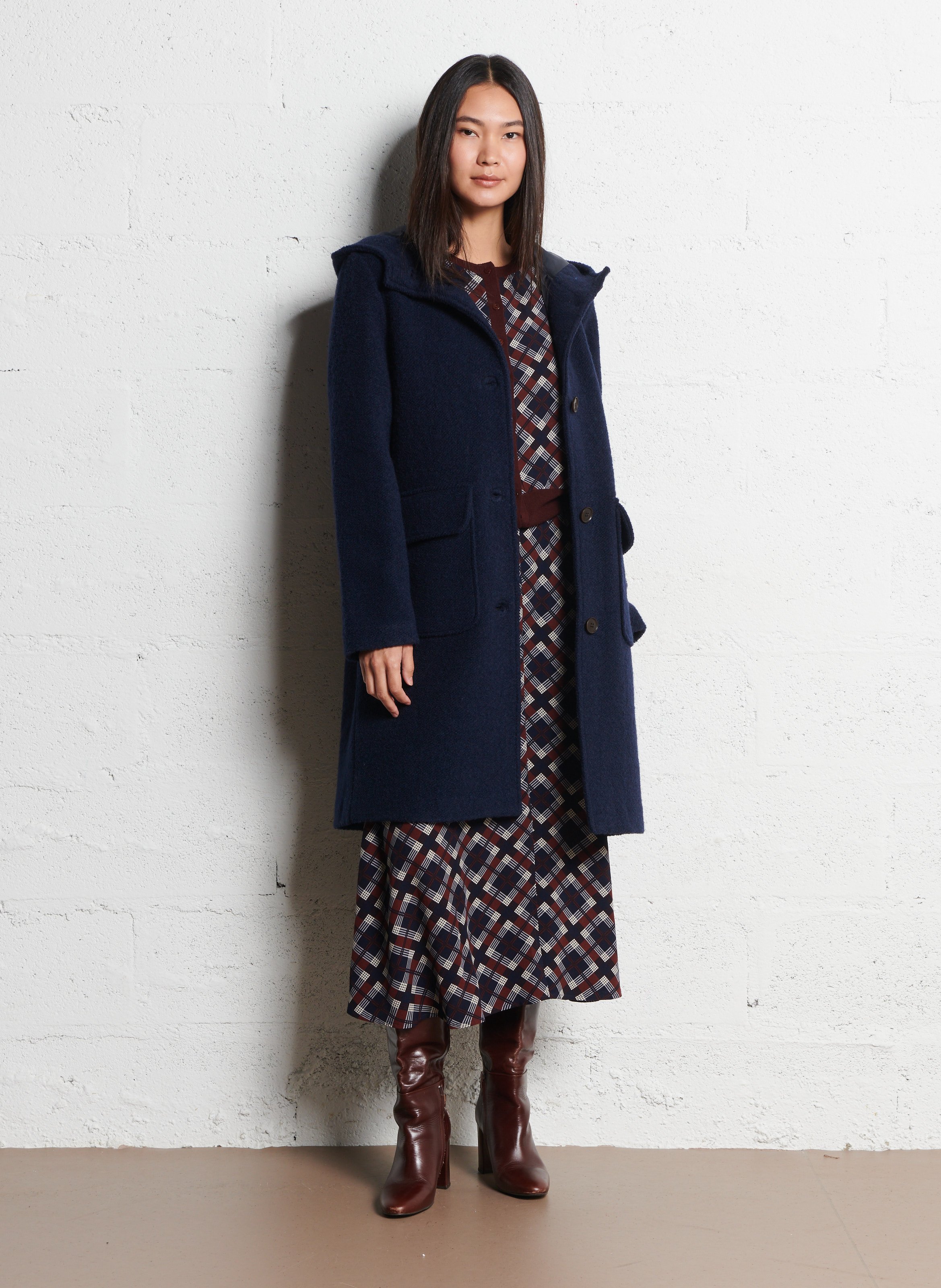 Manteau droit à capuche NICE THINGS Bleu