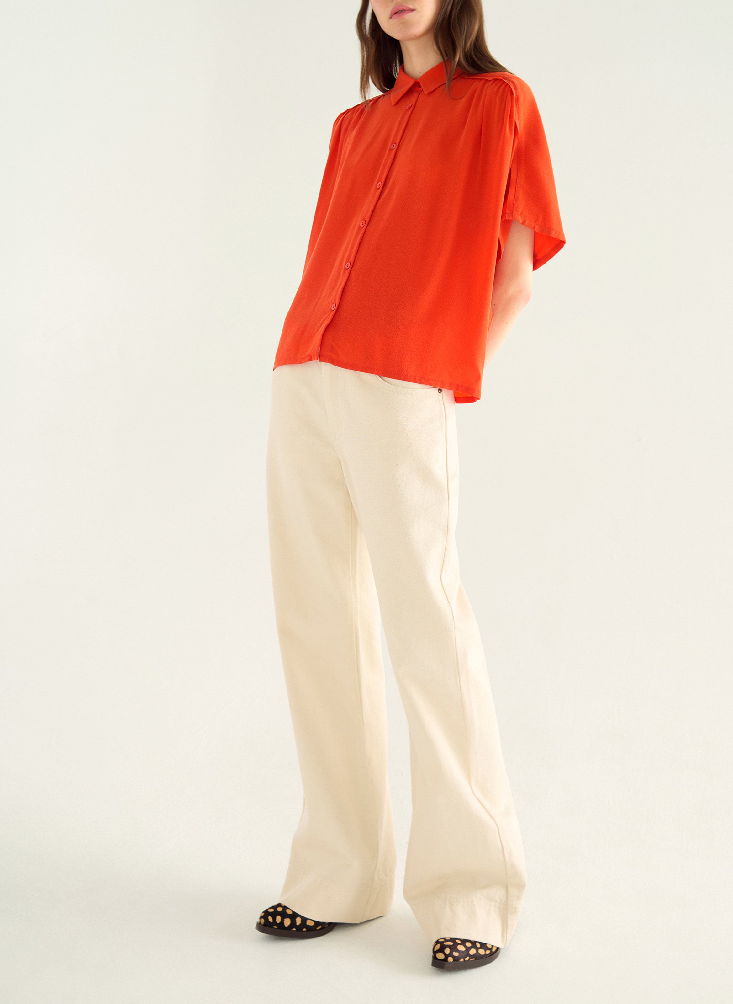 Blouse met klassieke kraag COTELAC Oranje