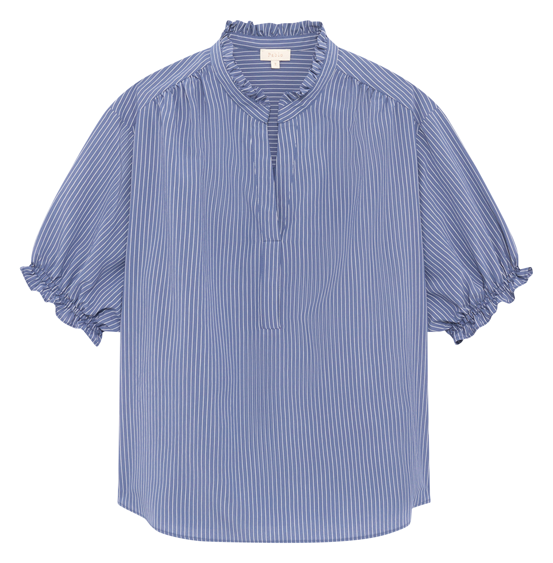 Blouse col victorien à rayures PABLO Bleu