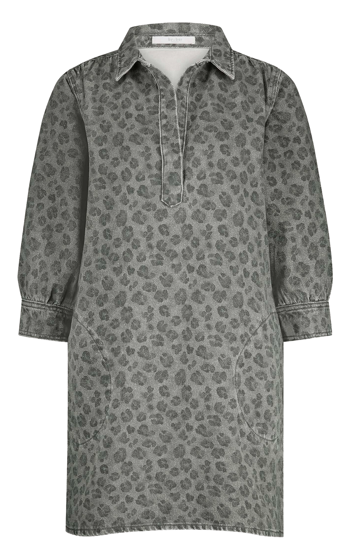 Korte luipaardjurk van biologisch katoen BY BAR Grijs