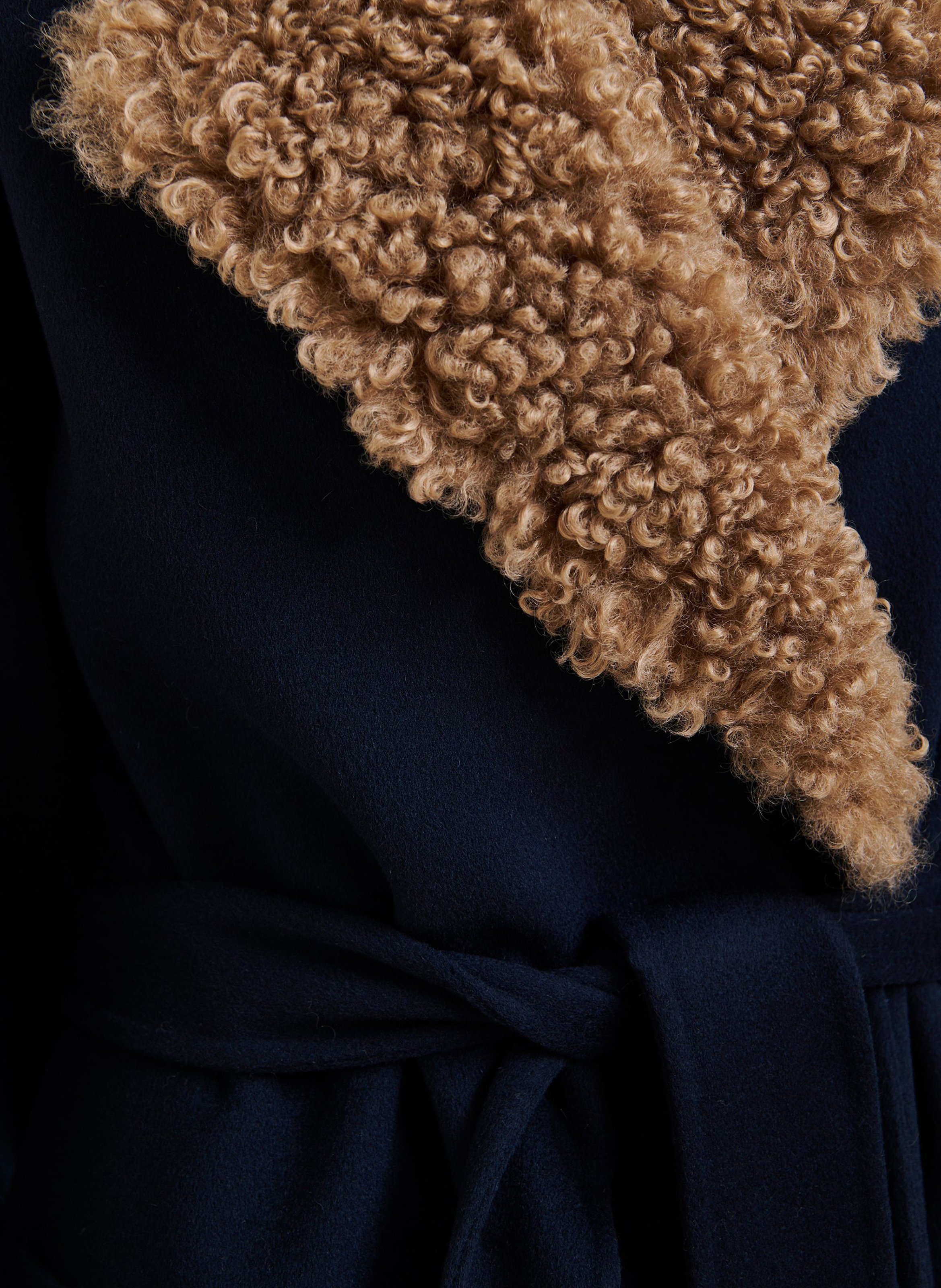 Manteau uni ceinturé en laine ESSENTIEL ANTWERP Bleu