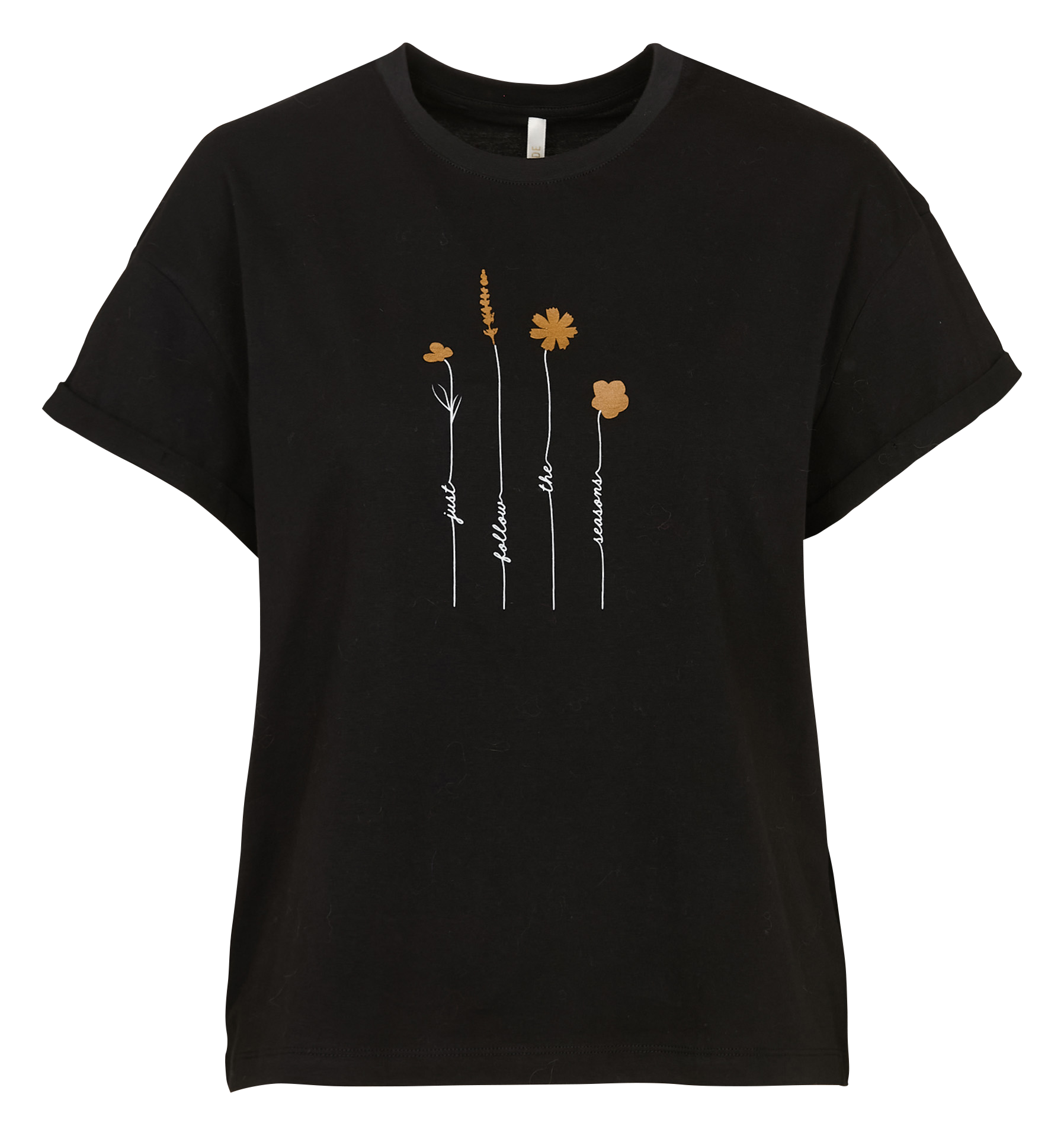 Straight round-neck cotton T-shirt with screen print I CODE Black