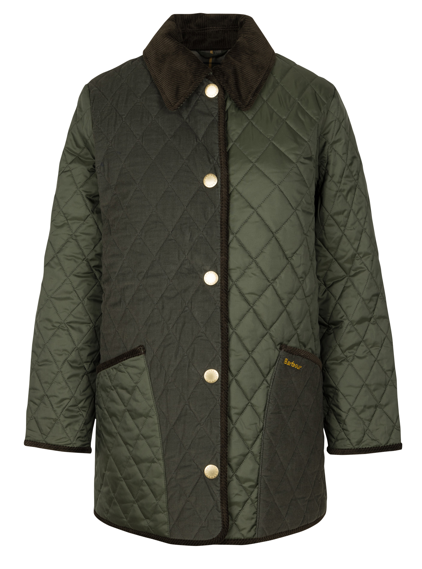 Veste droite matelassée col classique  BARBOUR Kaki