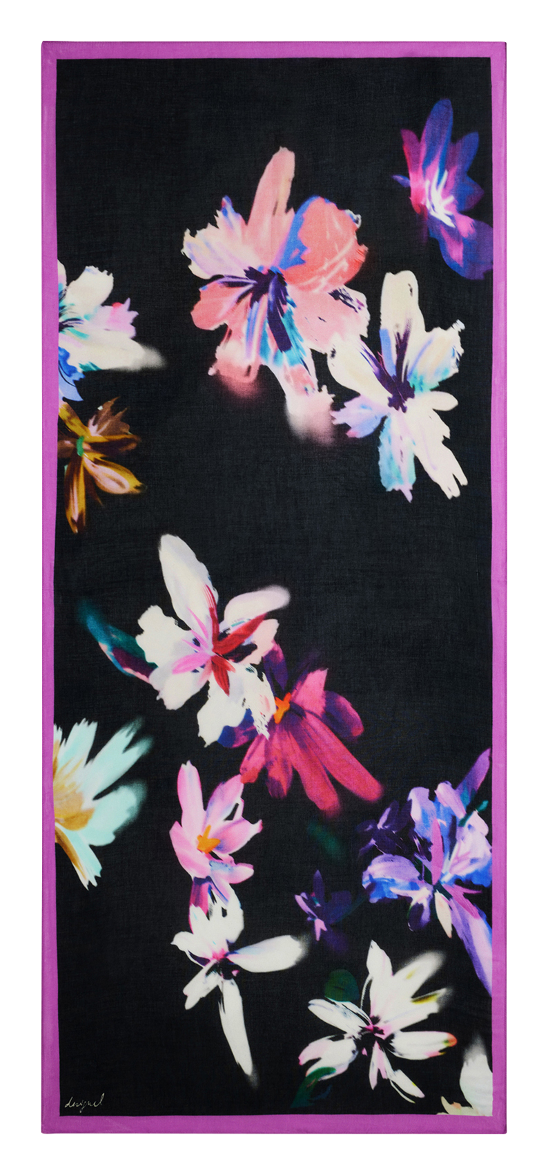 Foulard rectangulaire à fleurs DESIGUAL Noir