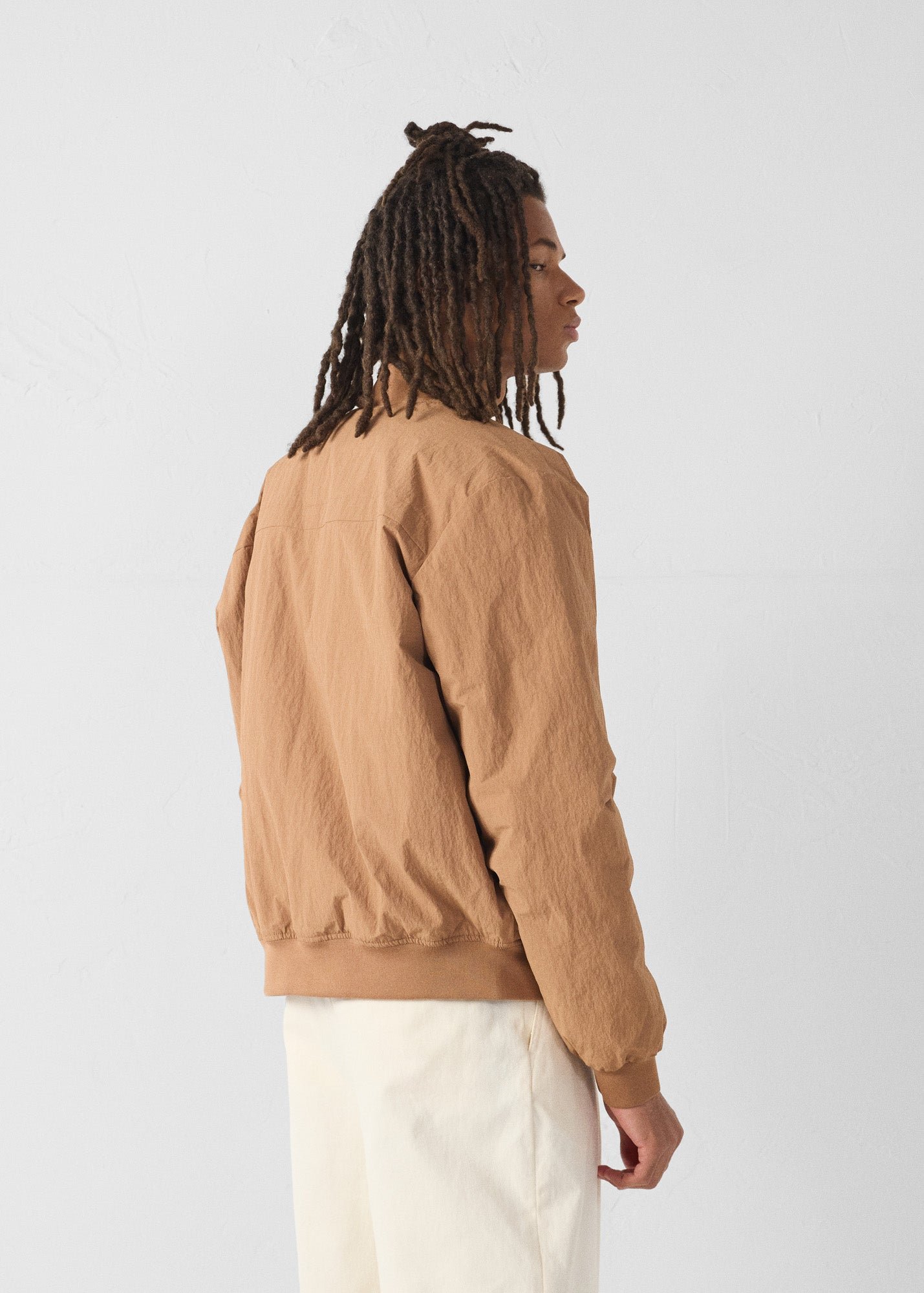 Bomber jacket in brown sugar/fire red bentham. JOTT Brown