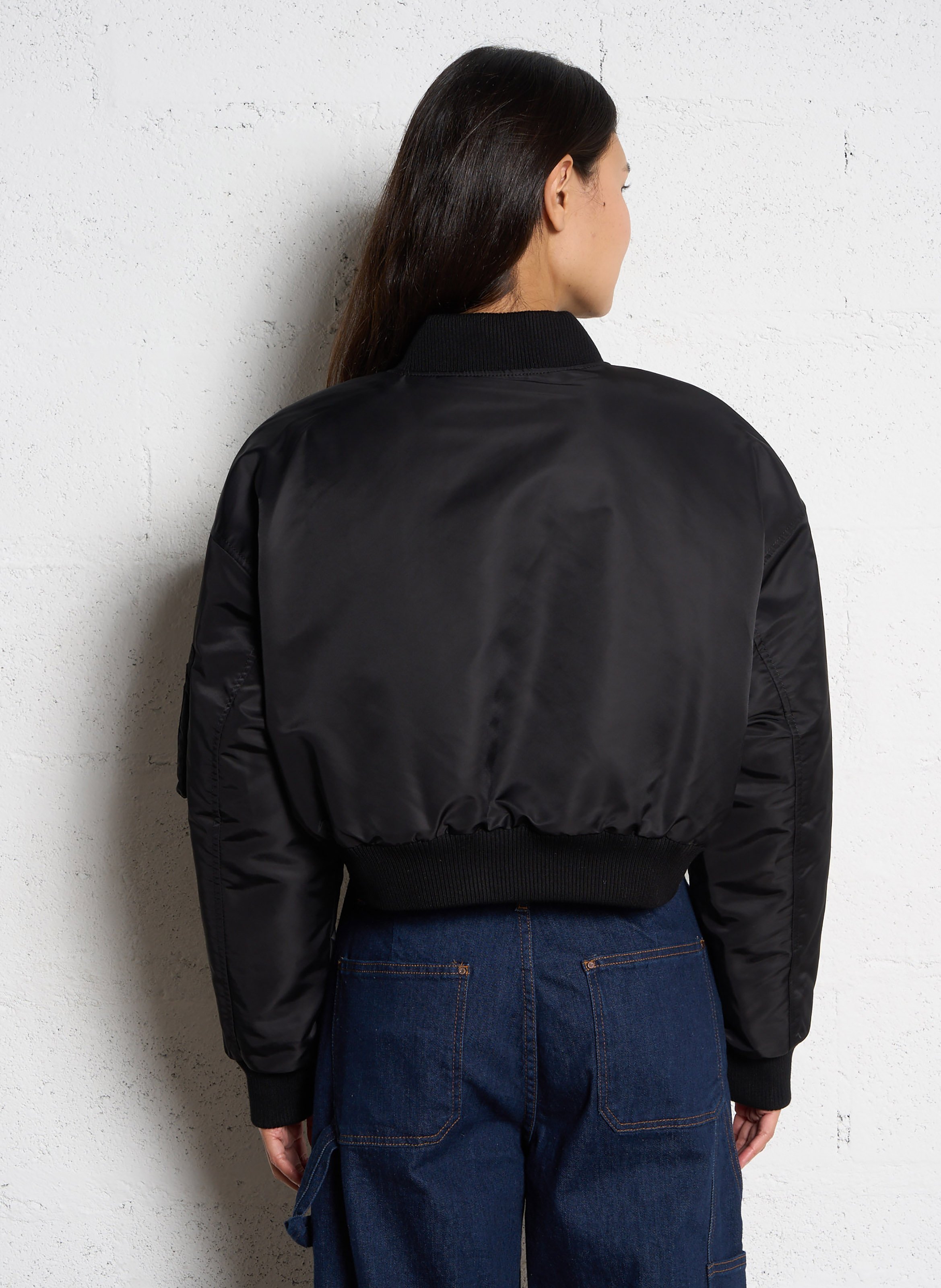 Veste courte ample zippée unie BOMBERS ORIGINAL Noir