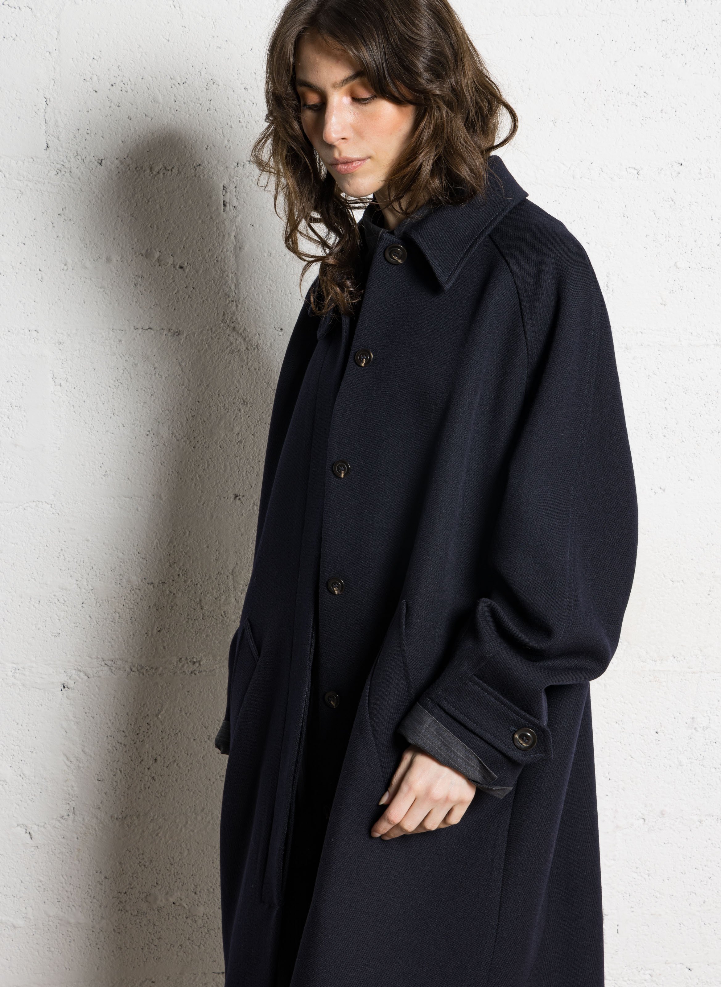 Manteau oversize col classique en laine SOEUR Bleu