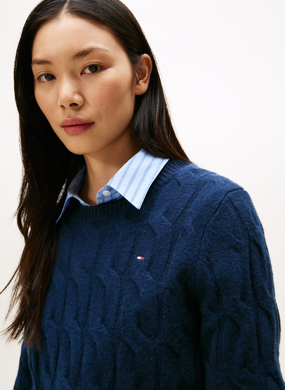 Pull col rond en laine  TOMMY HILFIGER Bleu