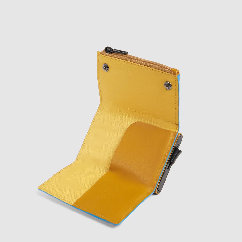 Compact wallet with pop-up card holder, coin pocket, and RFID protection PIQUADRO Yellow