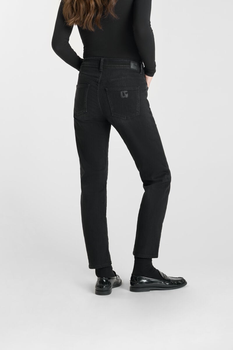 Straight leg high waist mom jeans 7/8 length, 7/8 length LE TEMPS DES CERISES Black