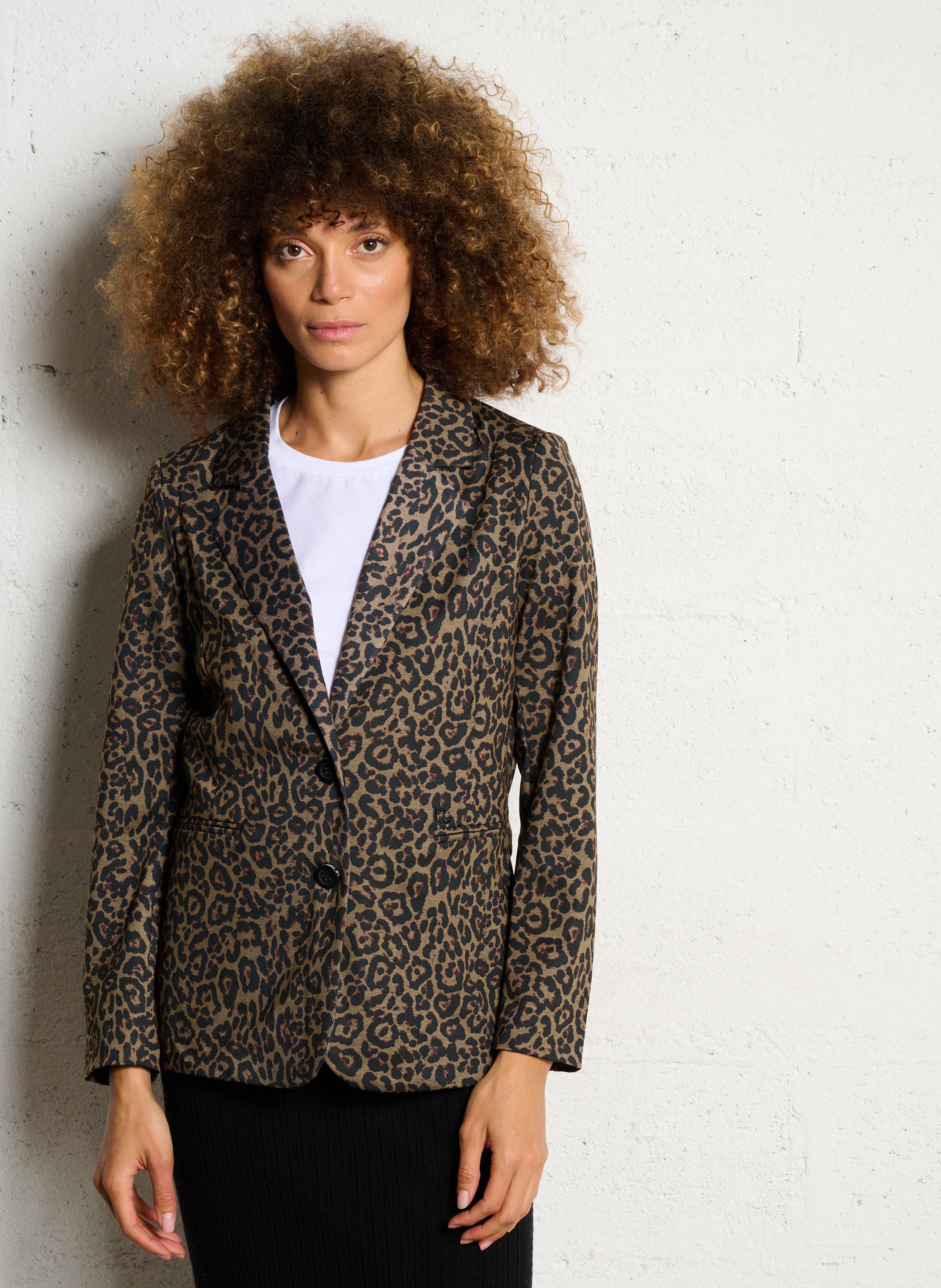 Veste de blazer ajustée à imprimé léopard LE TEMPS DES CERISES Marron