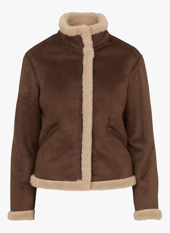 Straight faux fur jacket L